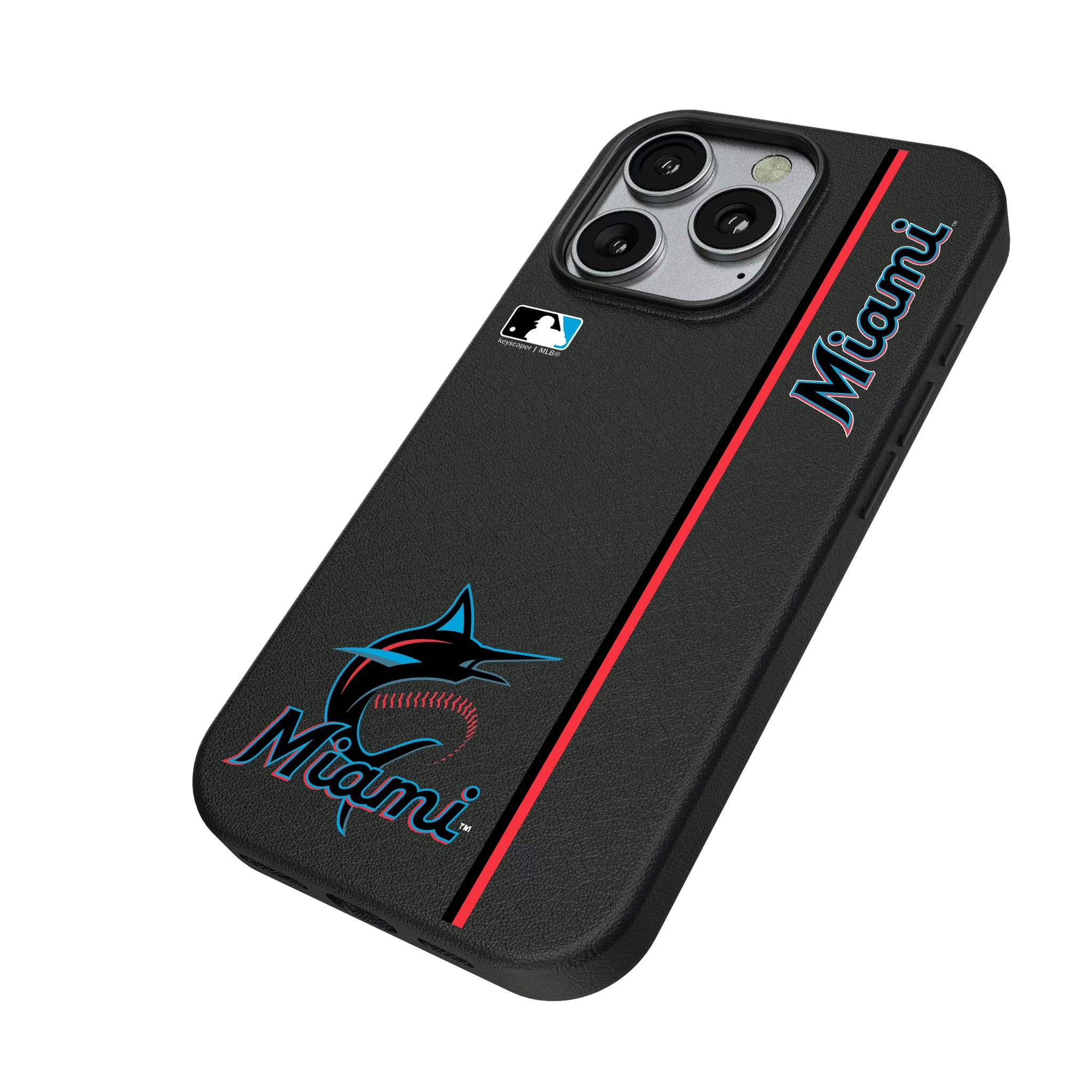 Miami Marlins Sidebar iPhone MagSafe Compatible Phone Case for Apple iPhone - Isometric View
