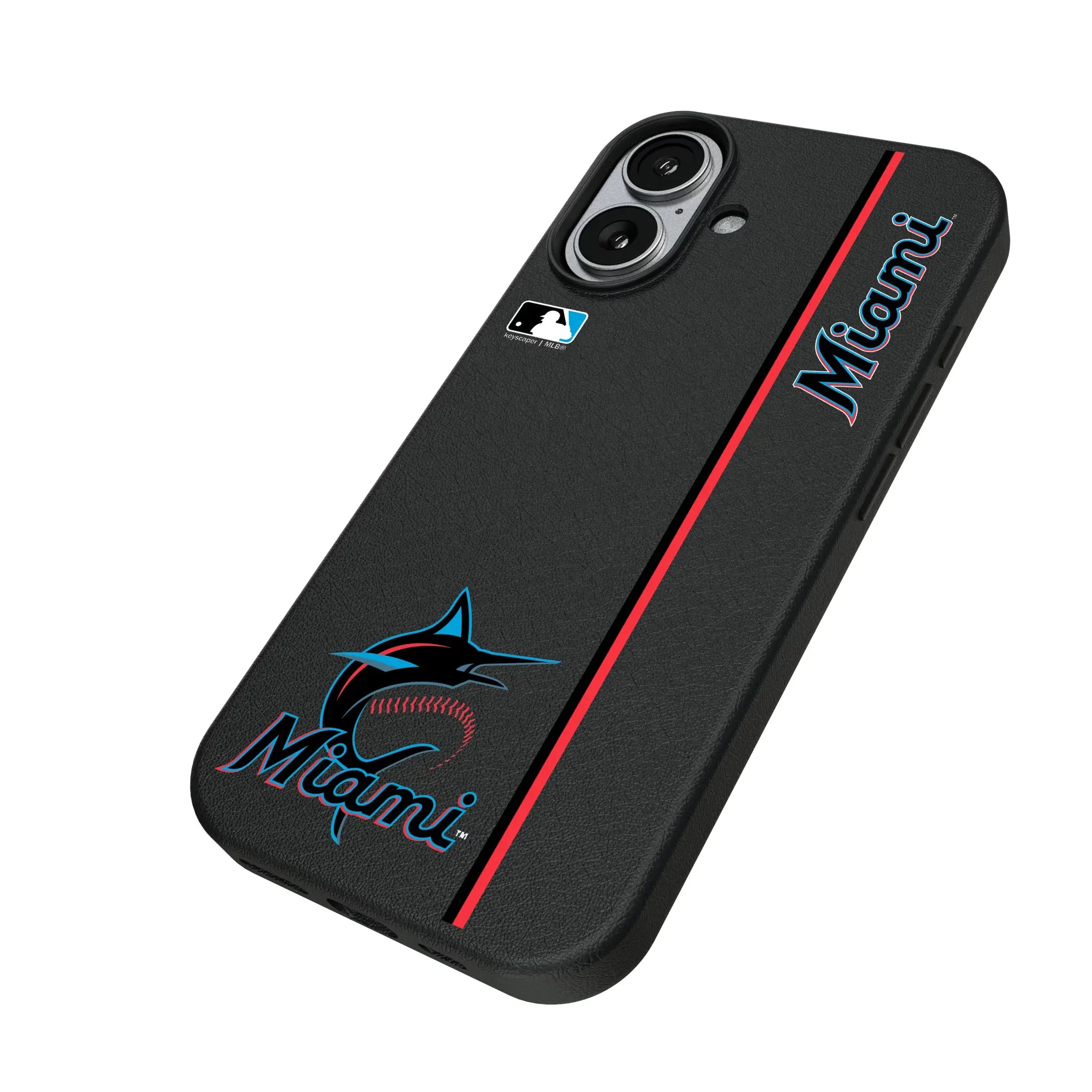 Miami Marlins Sidebar iPhone MagSafe Compatible Phone Case for Apple iPhone - Isometric View#Device_iPhone 17