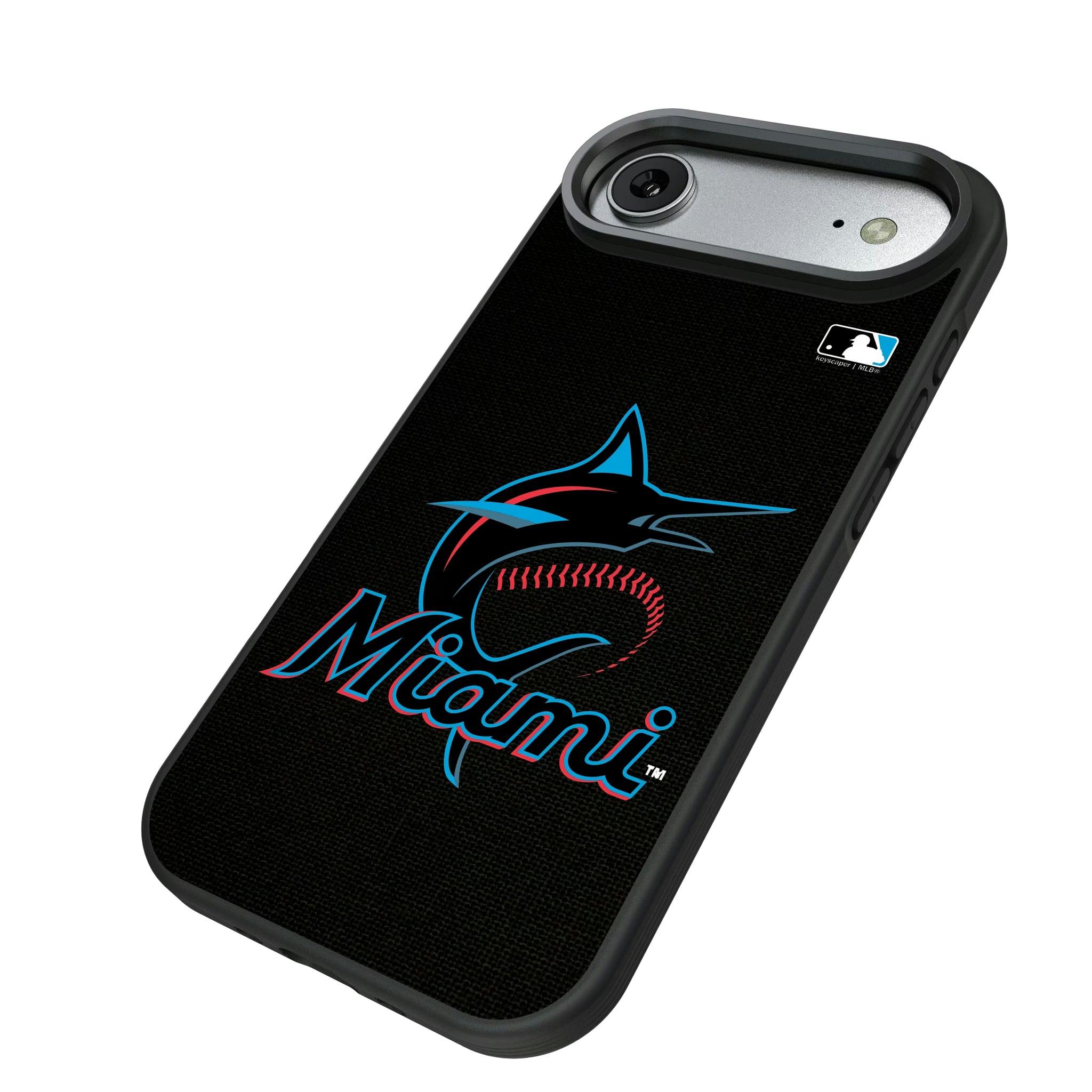 Miami Marlins Solid iPhone Bump Phone Case for Apple iPhone - Isometric View#Device_iPhone Air
