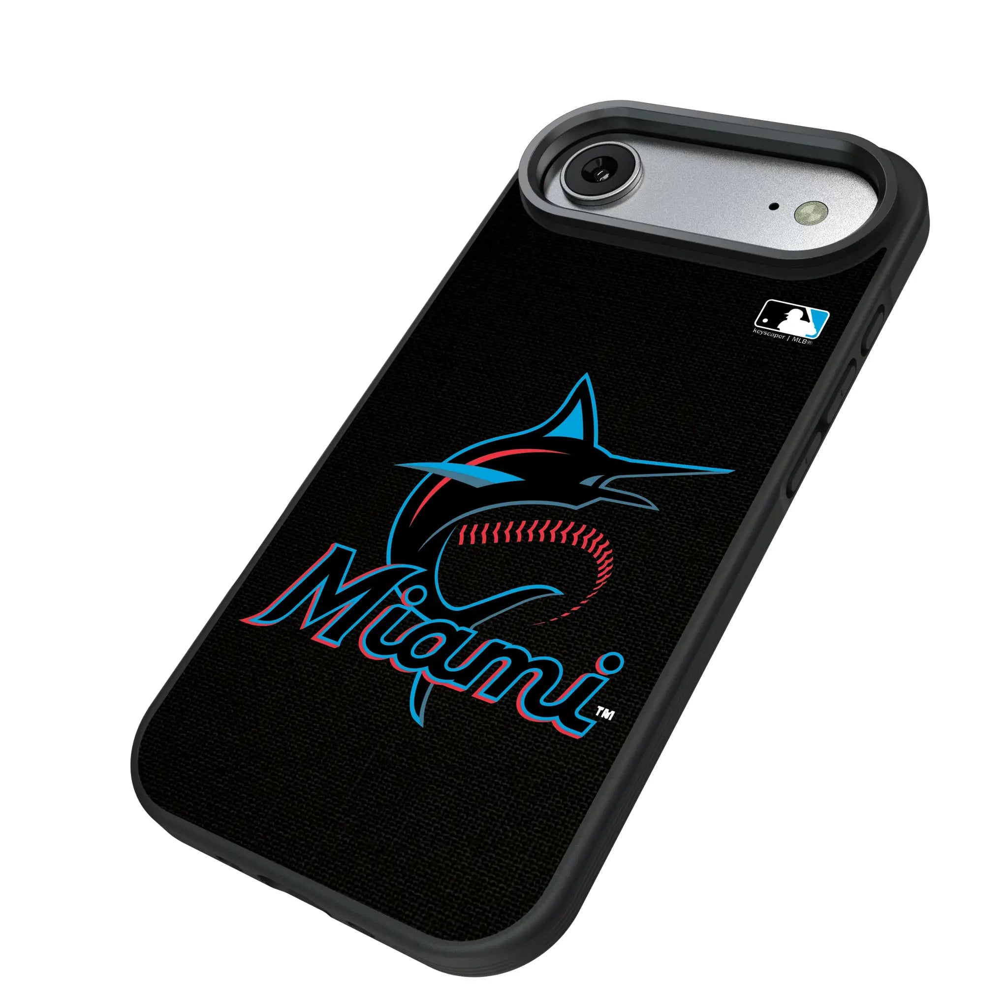 Miami Marlins Solid iPhone Bump Phone Case for Apple iPhone - Isometric View#Device_iPhone Air