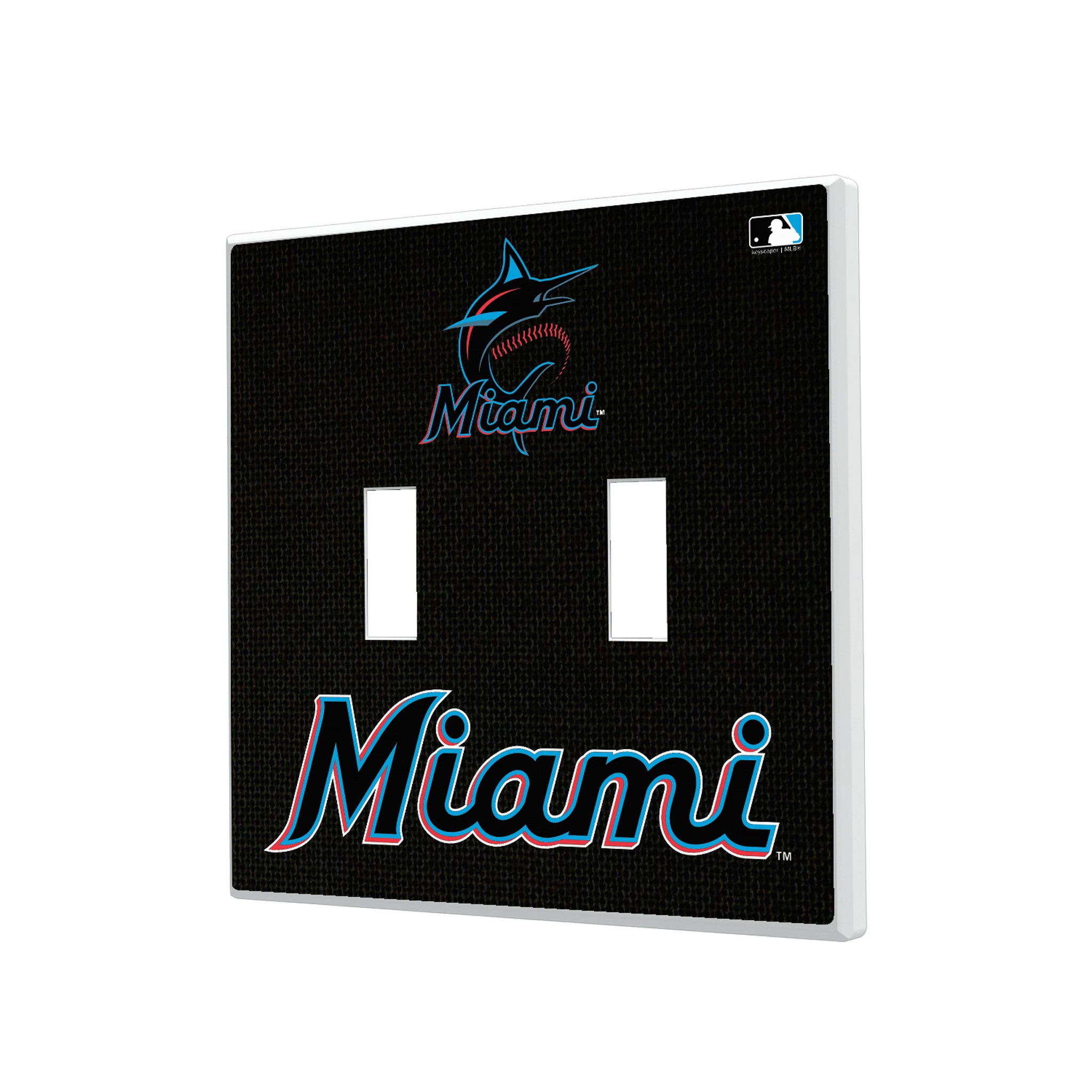 Miami Marlins Solid Hidden-Screw Light Switch Plate#Style_Double Toggle