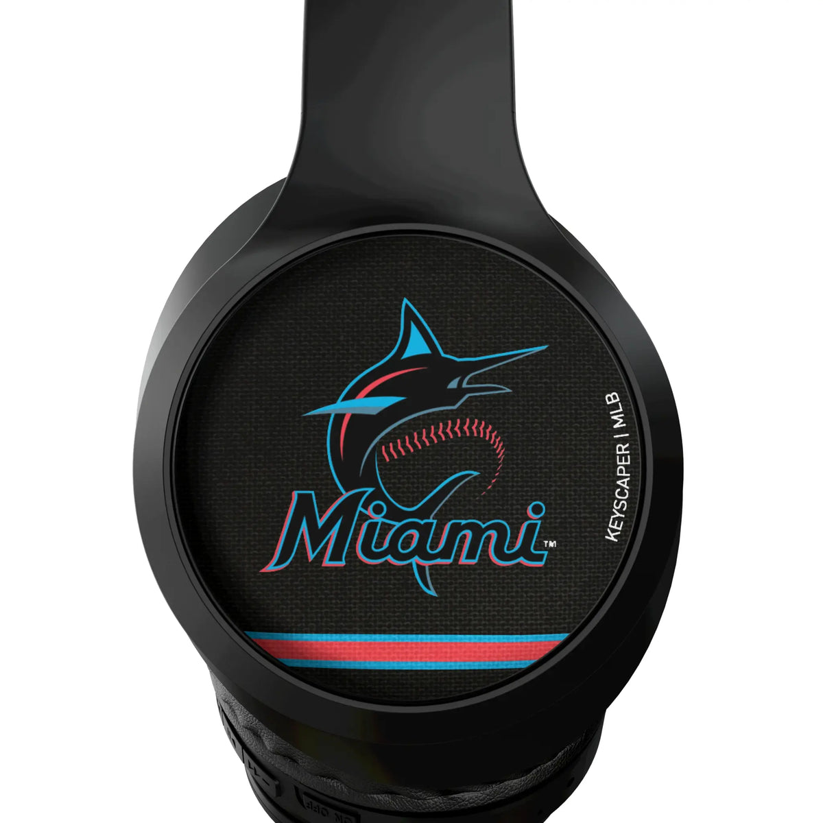 Miami Marlins Stripe Wireless Over-Ear Headphones With Case - Detail