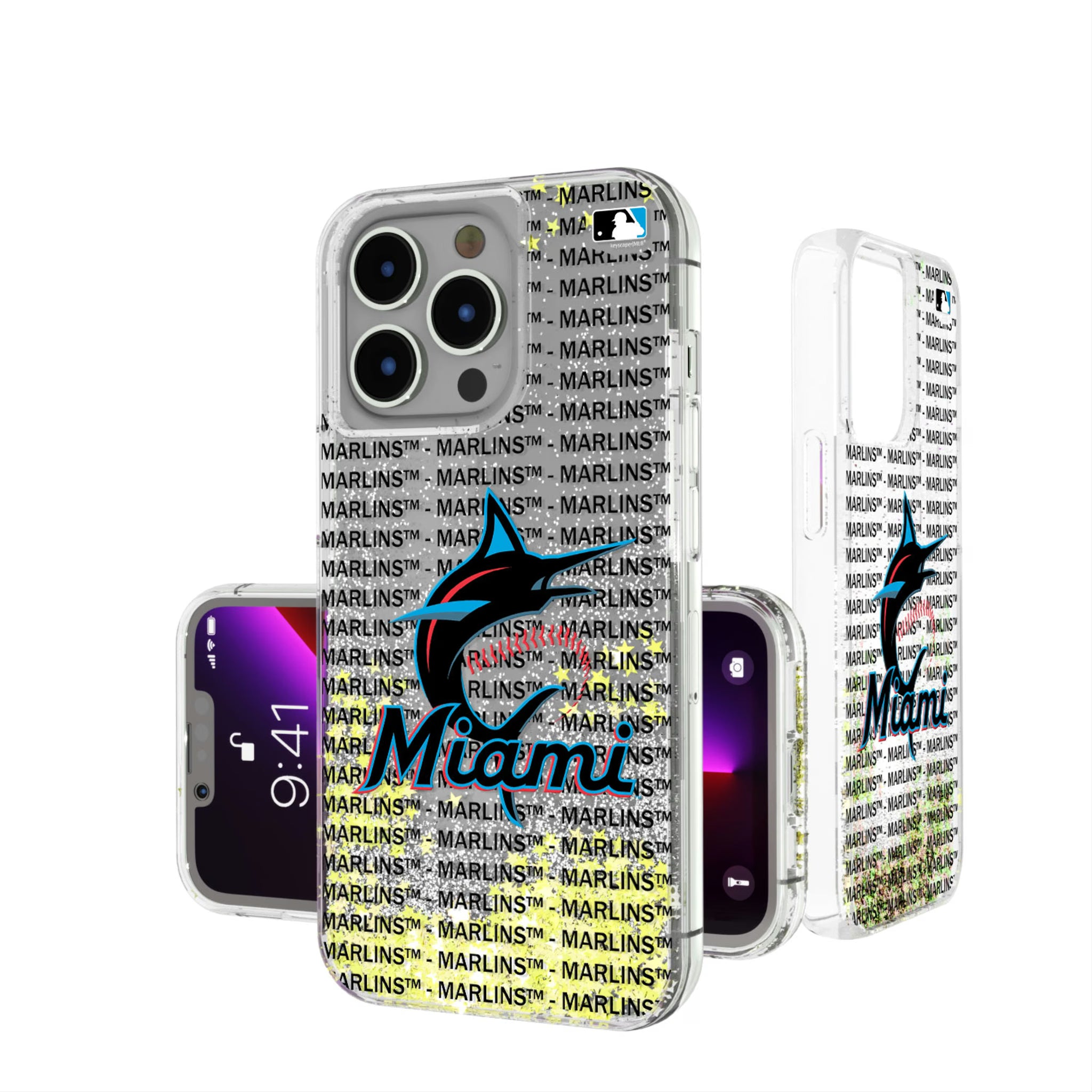 Miami Marlins Text Backdrop iPhone Glitter Phone Case for Apple iPhone