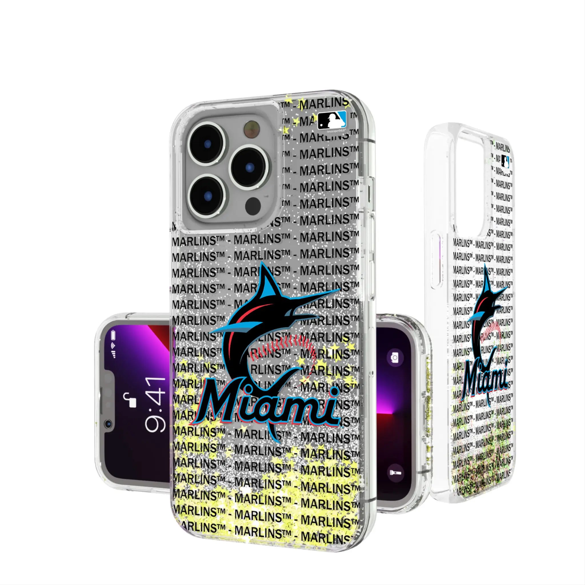 Miami Marlins Text Backdrop iPhone Glitter Phone Case for Apple iPhone