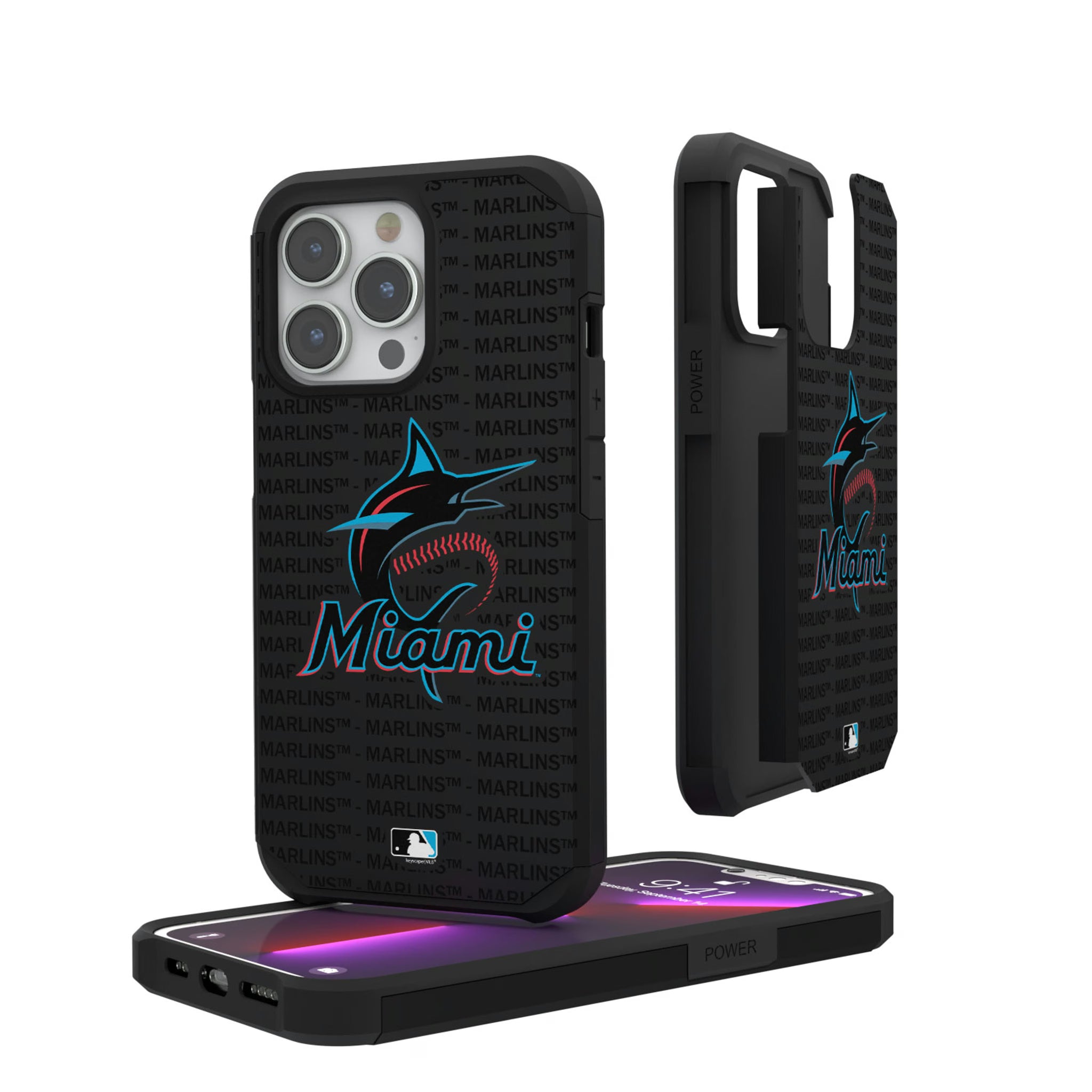 Miami Marlins Text Backdrop iPhone Rugged Phone Case for Apple iPhone