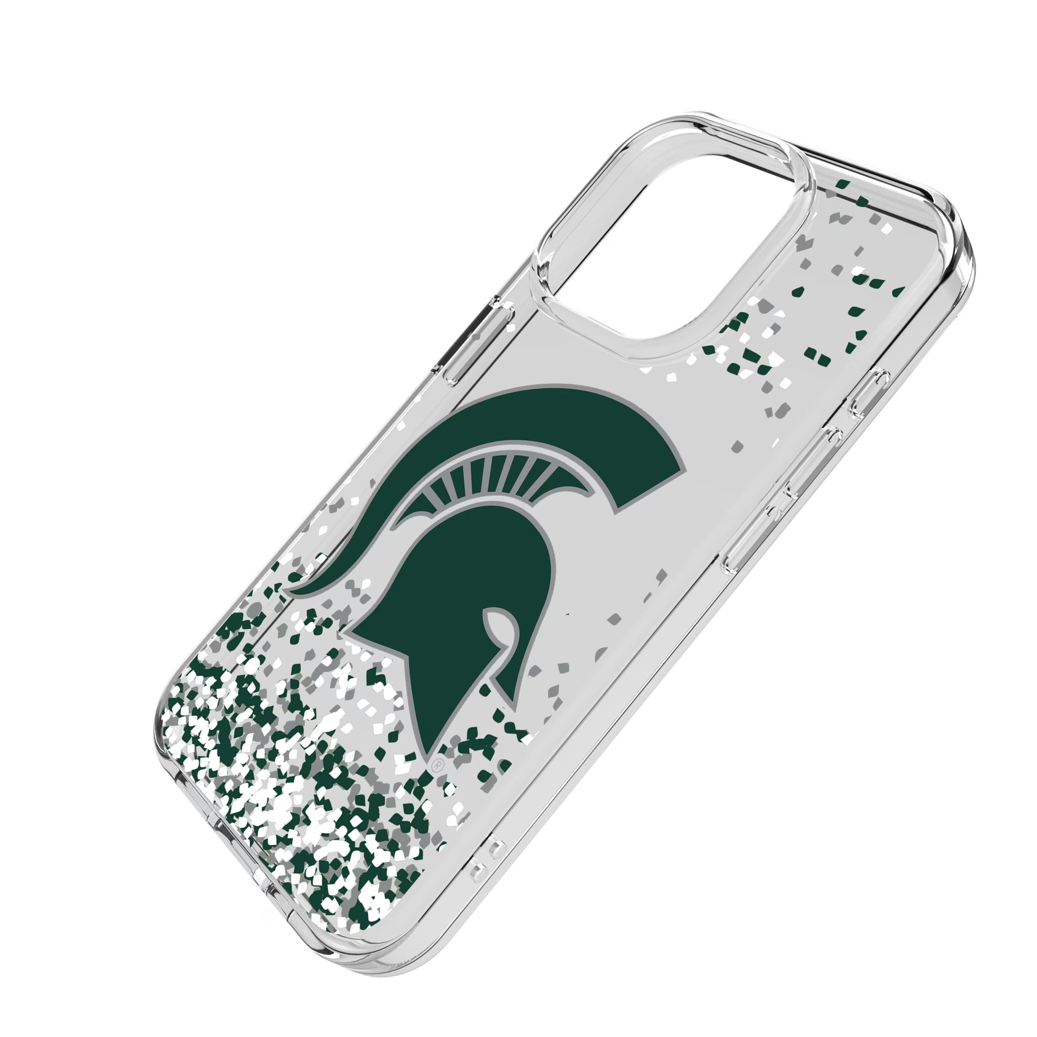 Michigan State University Spartans Confetti iPhone Clear Phone Case for Apple iPhone - Isometric View