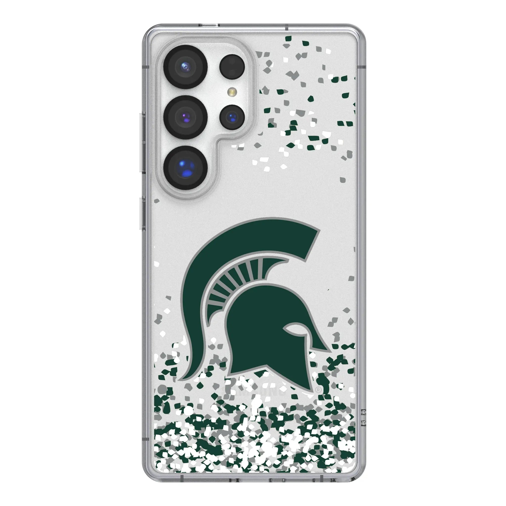 Michigan State University Spartans Confetti Galaxy Clear Phone Case for Samsung Galaxy#Device_Galaxy S25 Ultra