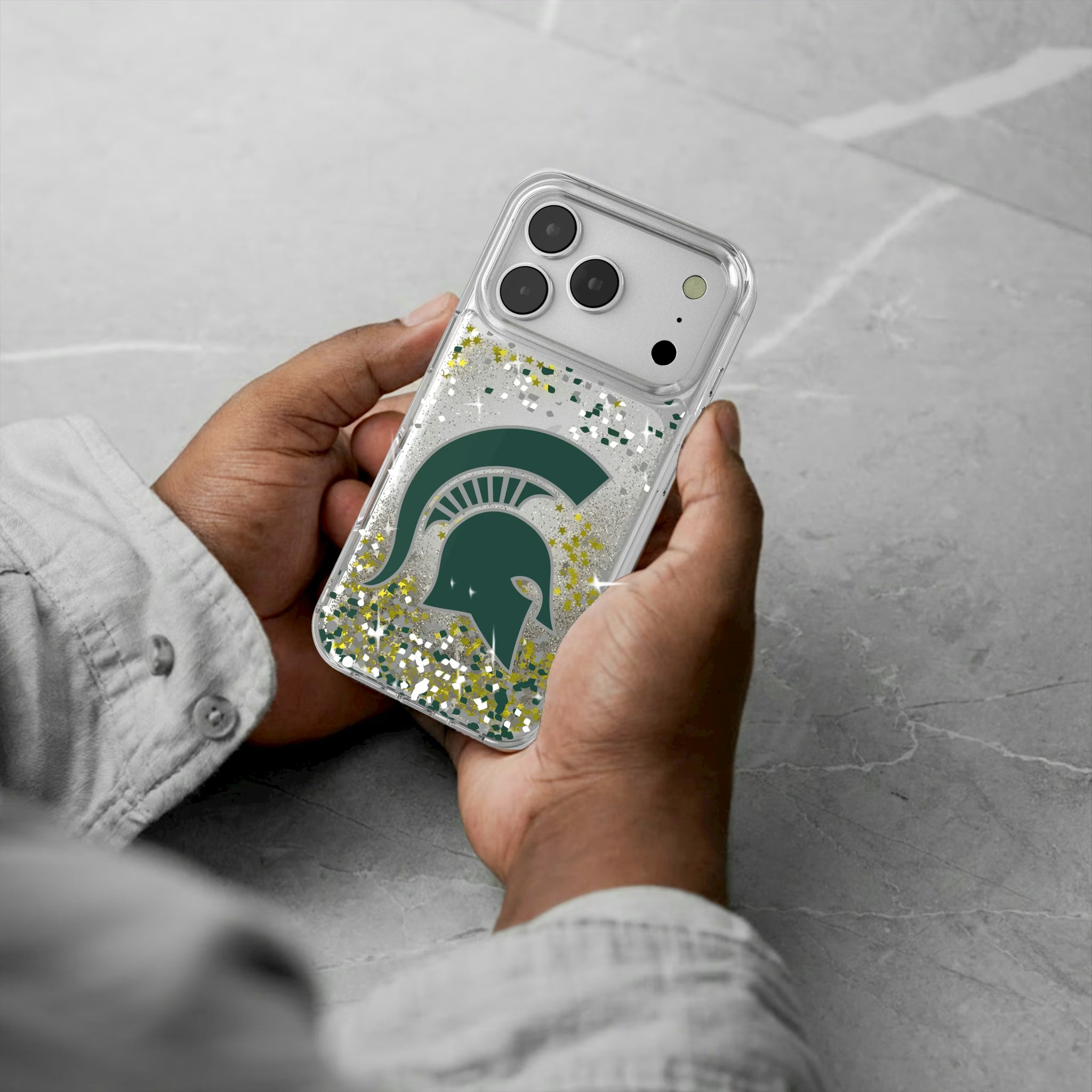 Michigan State University Spartans Confetti iPhone Glitter Phone Case for Apple iPhone - Lifestyle