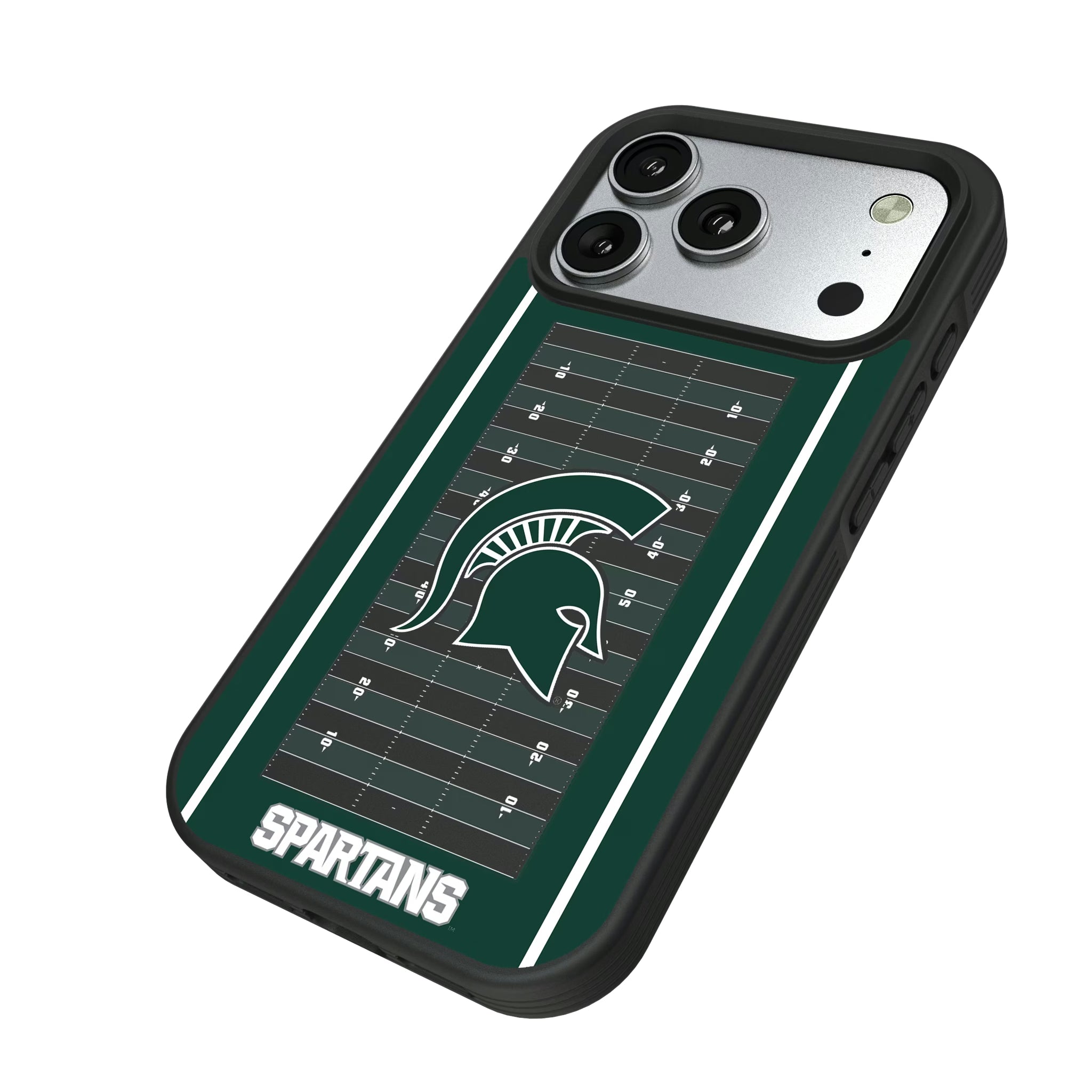 Michigan State University Spartans Field iPhone Bump Phone Case for Apple iPhone - Isometric View#Device_iPhone 17 Pro