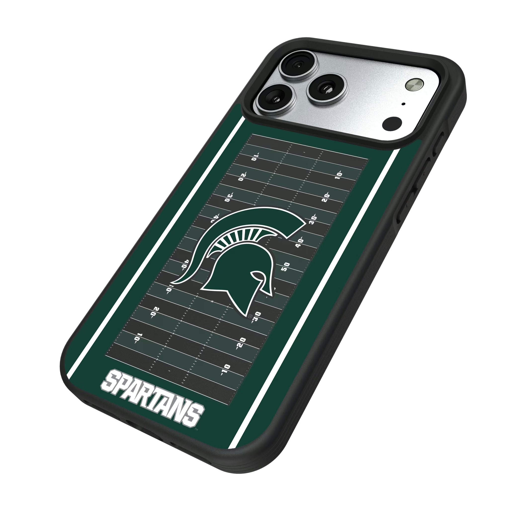 Michigan State University Spartans Field iPhone Bump Phone Case for Apple iPhone - Isometric View#Device_iPhone 17 Pro Max
