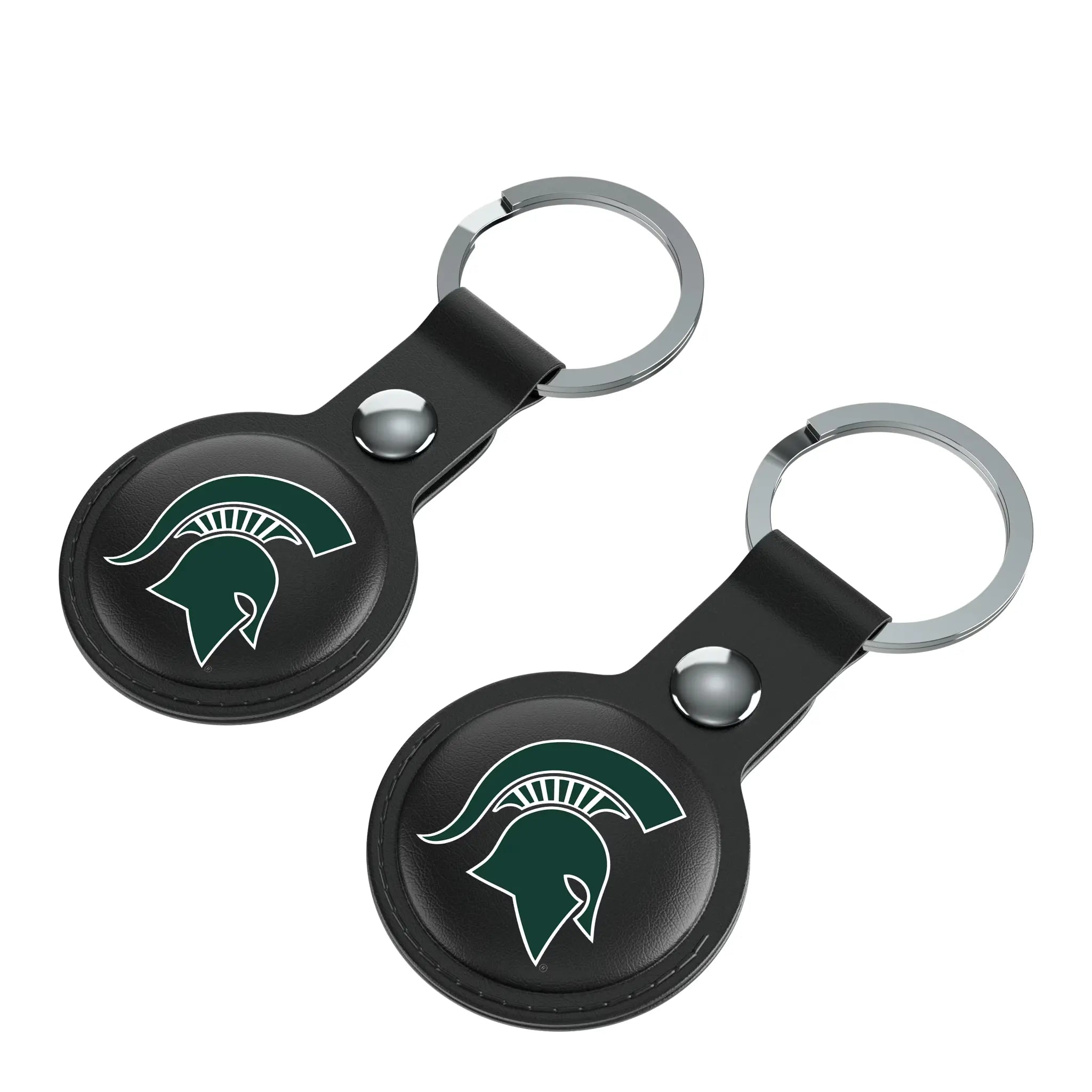 Michigan State University Spartans Insignia AirTag Black Airtag Holder 2-Pack - Isometric View