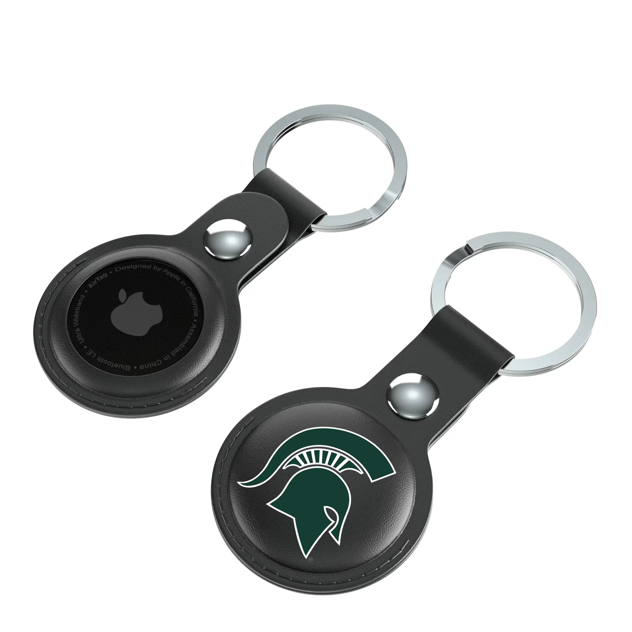 Michigan State University Spartans Insignia AirTag Black Airtag Holder 2-Pack - Isometric View