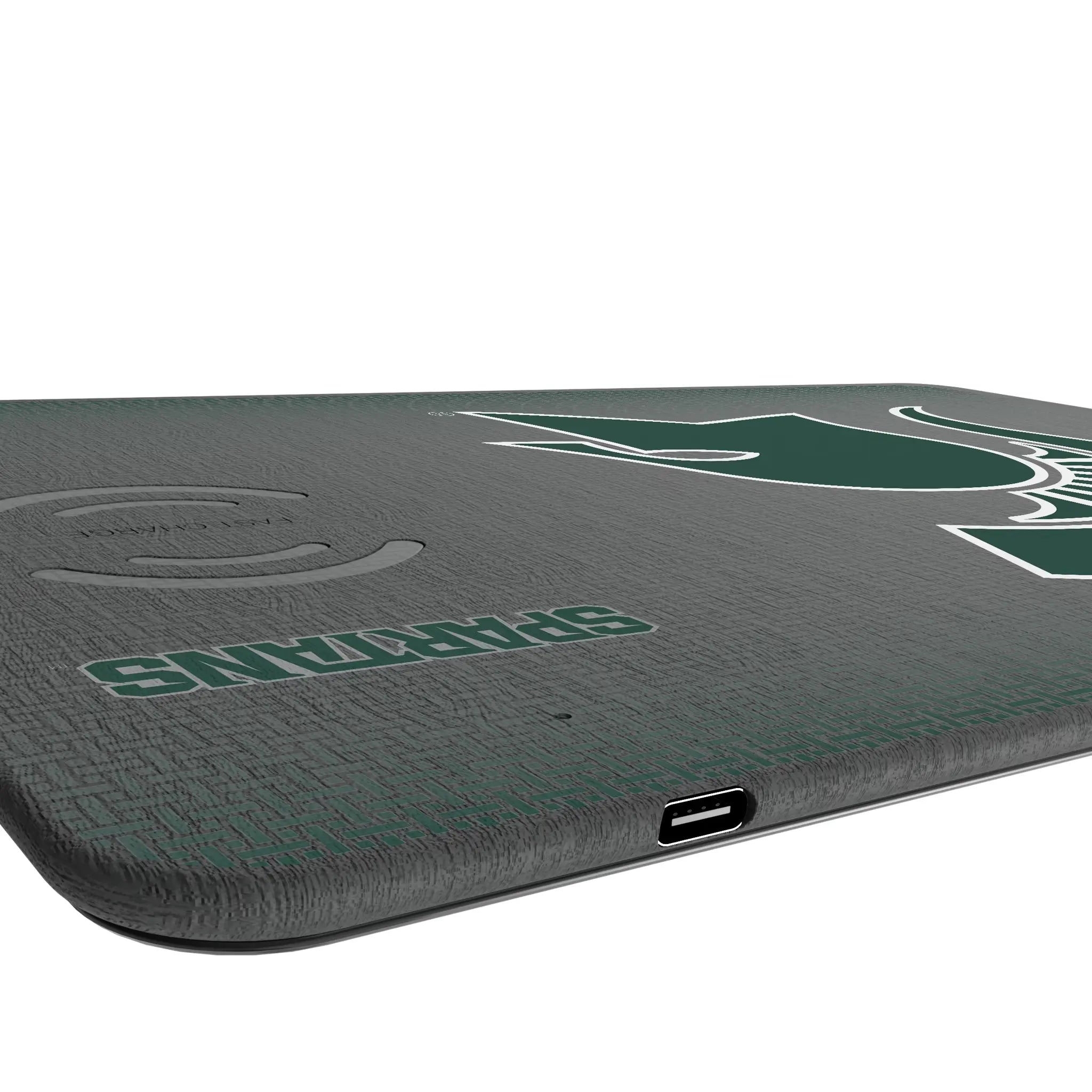 Michigan State University Spartans Linen 15-Watt Wireless Charger and Mouse Pad