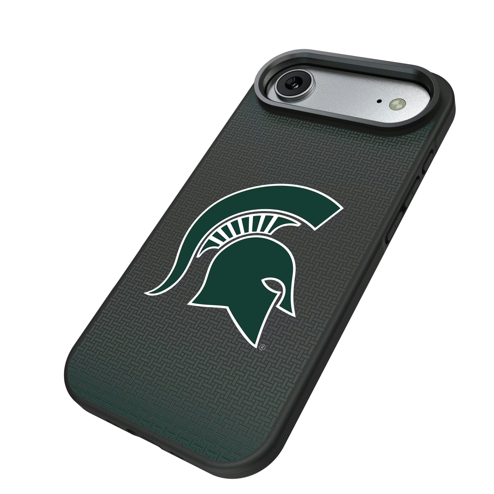 Michigan State University Spartans Linen iPhone Bump Phone Case for Apple iPhone - Isometric View#Device_iPhone Air