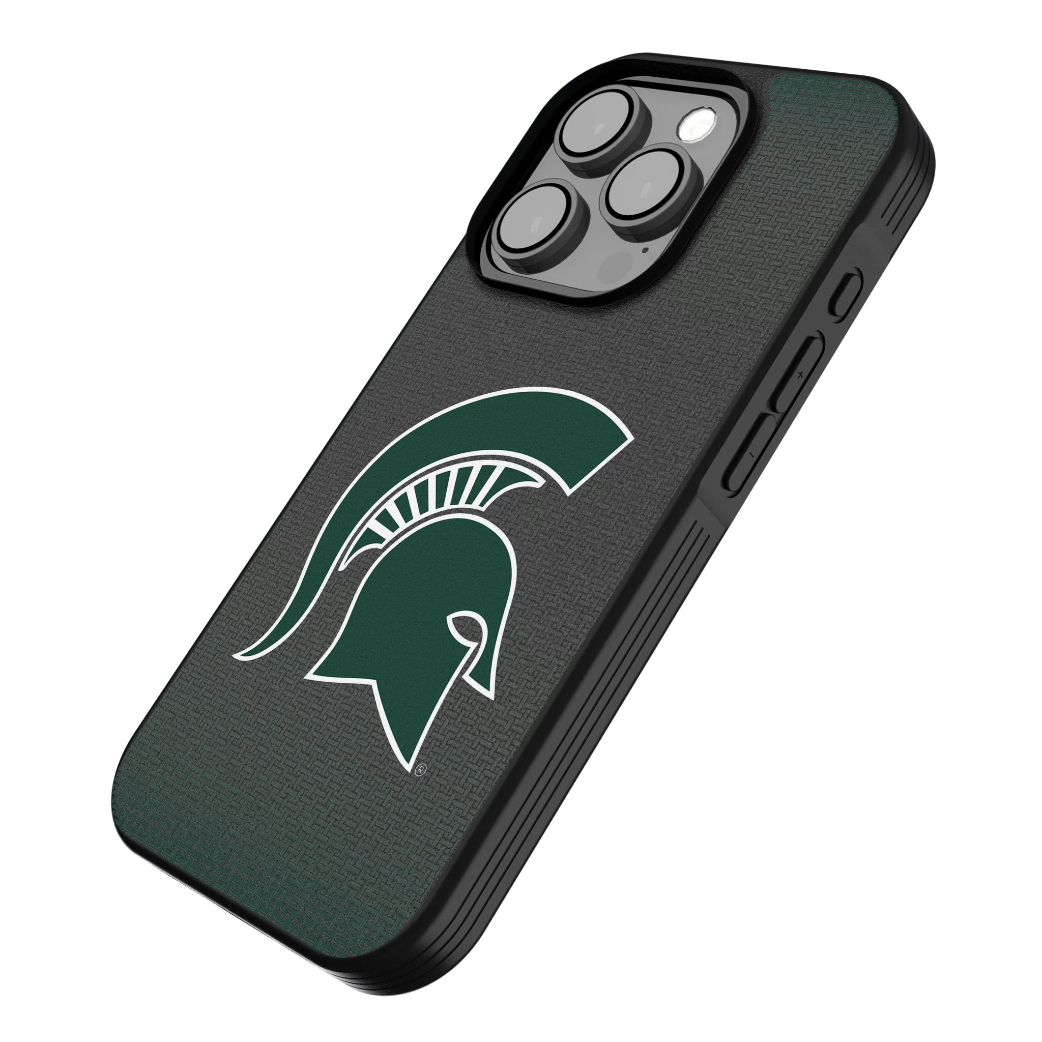 Michigan State University Spartans Linen iPhone Bump Phone Case for Apple iPhone - Isometric View