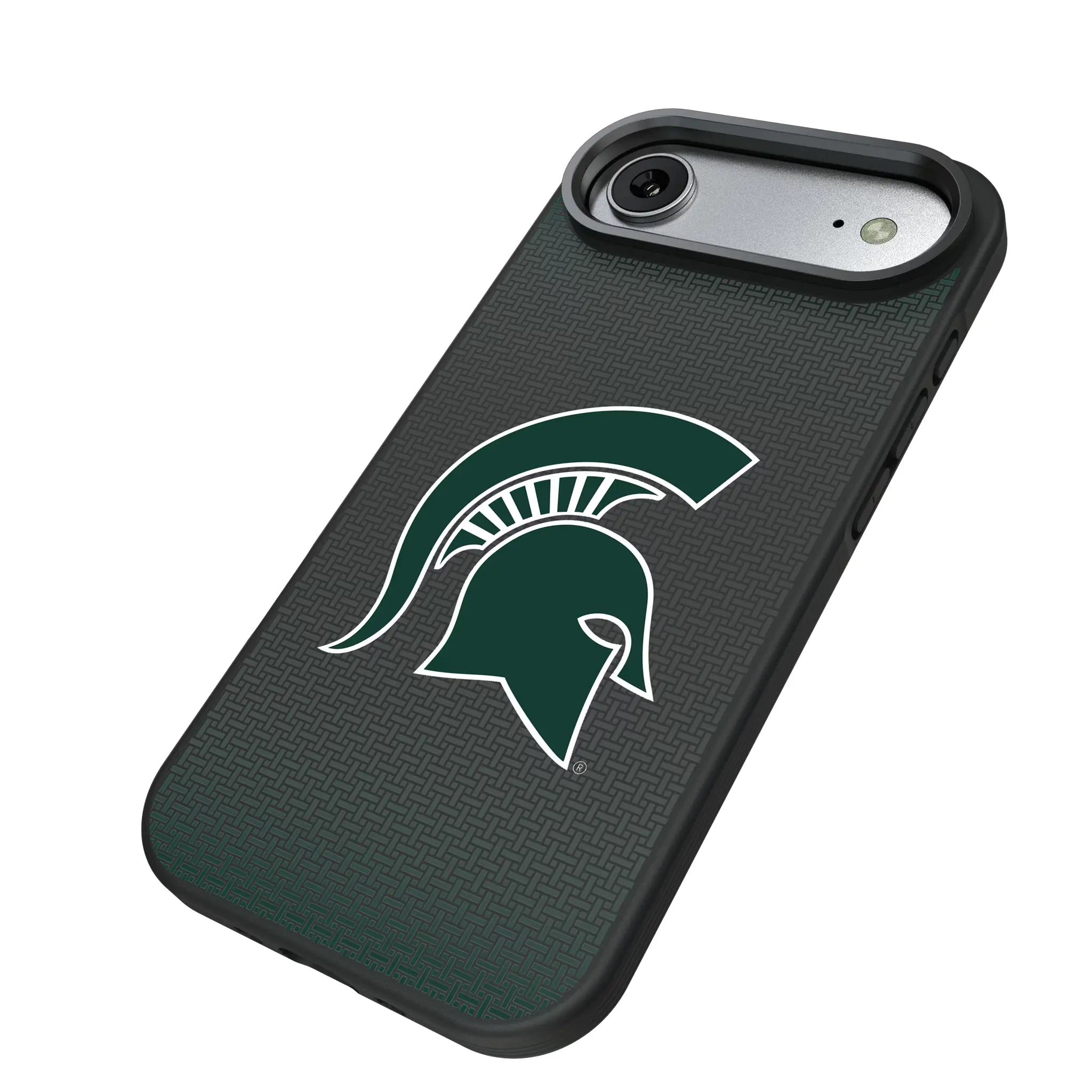 Michigan State University Spartans Linen iPhone Bump Phone Case for Apple iPhone - Isometric View#Device_iPhone Air