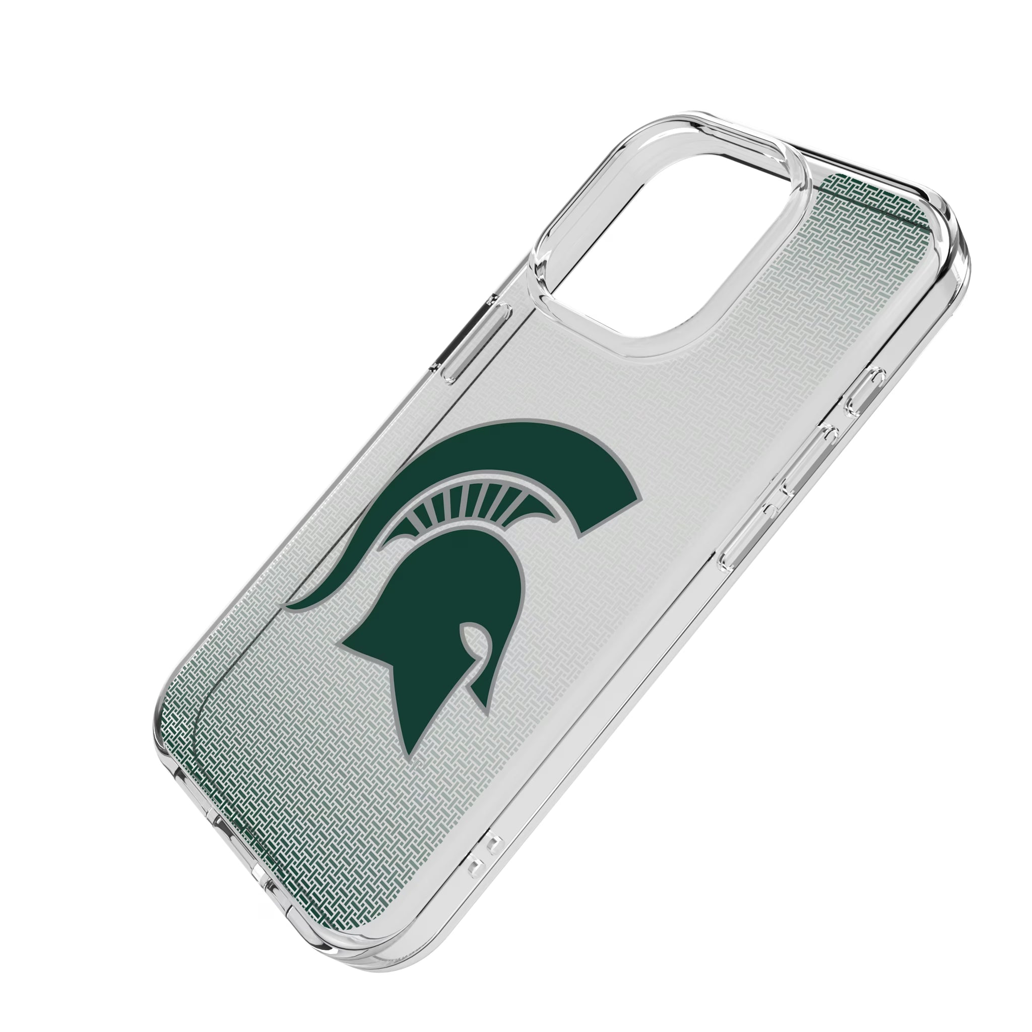 Michigan State University Spartans Linen iPhone Clear Phone Case for Apple iPhone - Isometric View