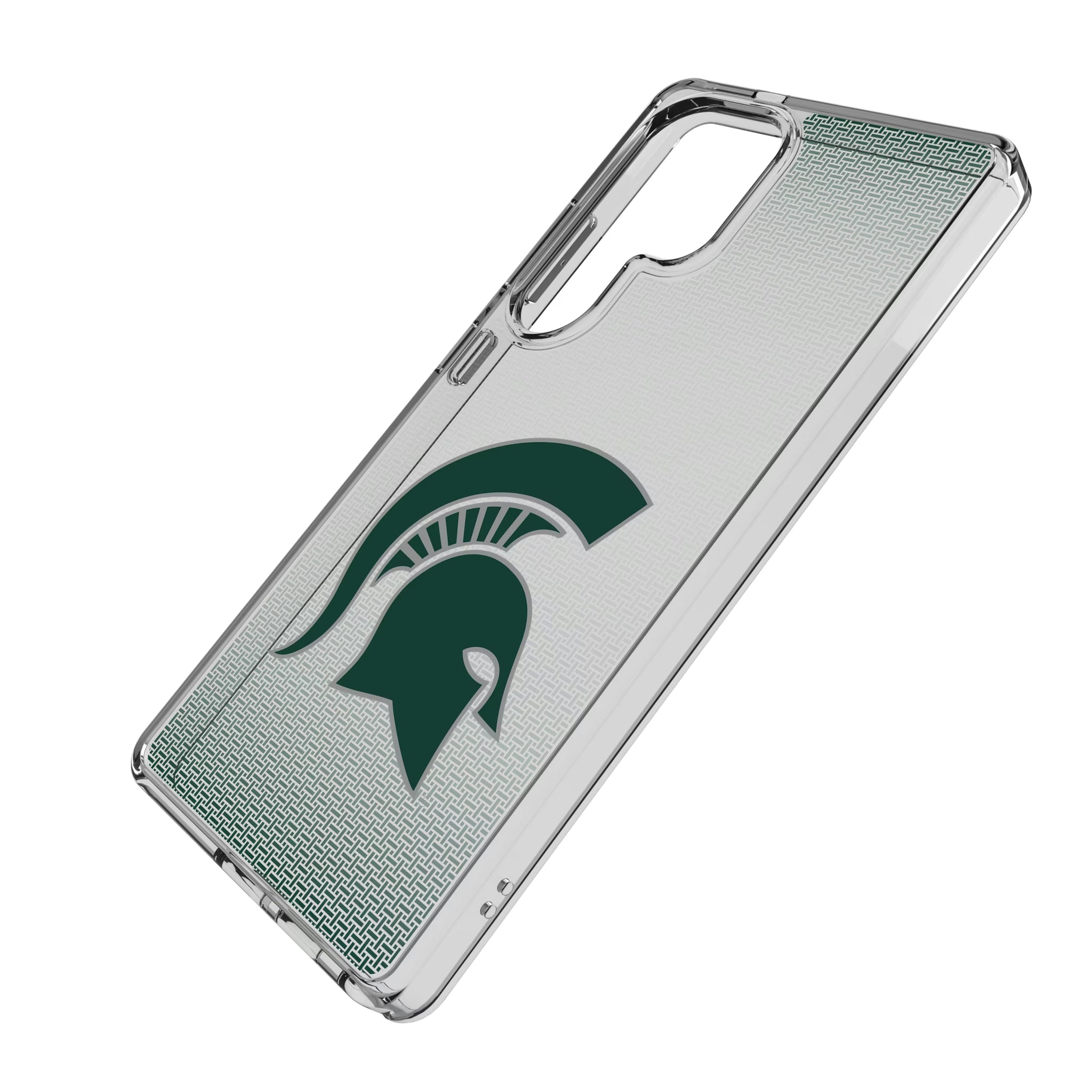 Michigan State University Spartans Linen Galaxy Clear Phone Case for Samsung Galaxy - Isometric View