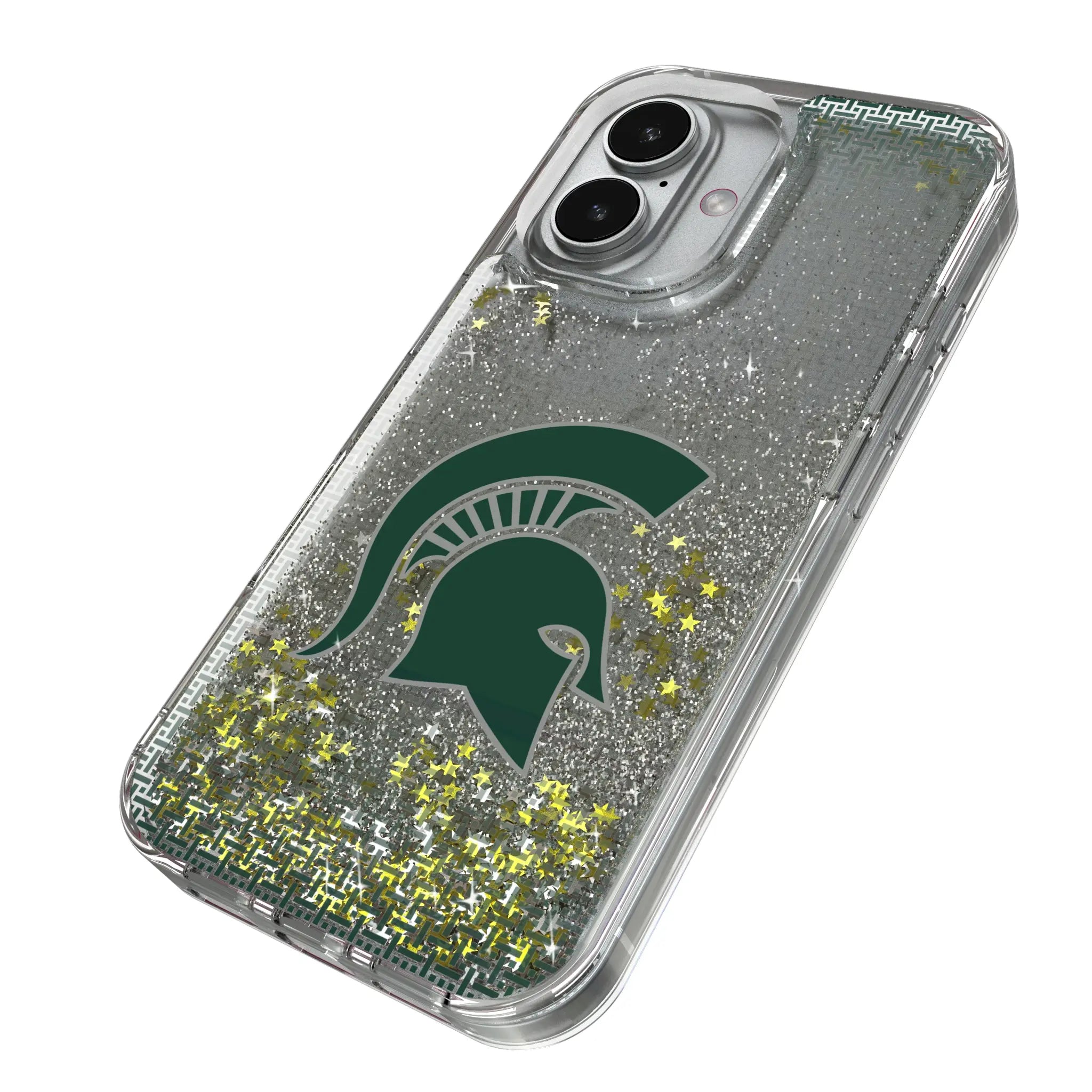 Michigan State University Spartans Linen iPhone Glitter Phone Case for Apple iPhone - Isometric View
