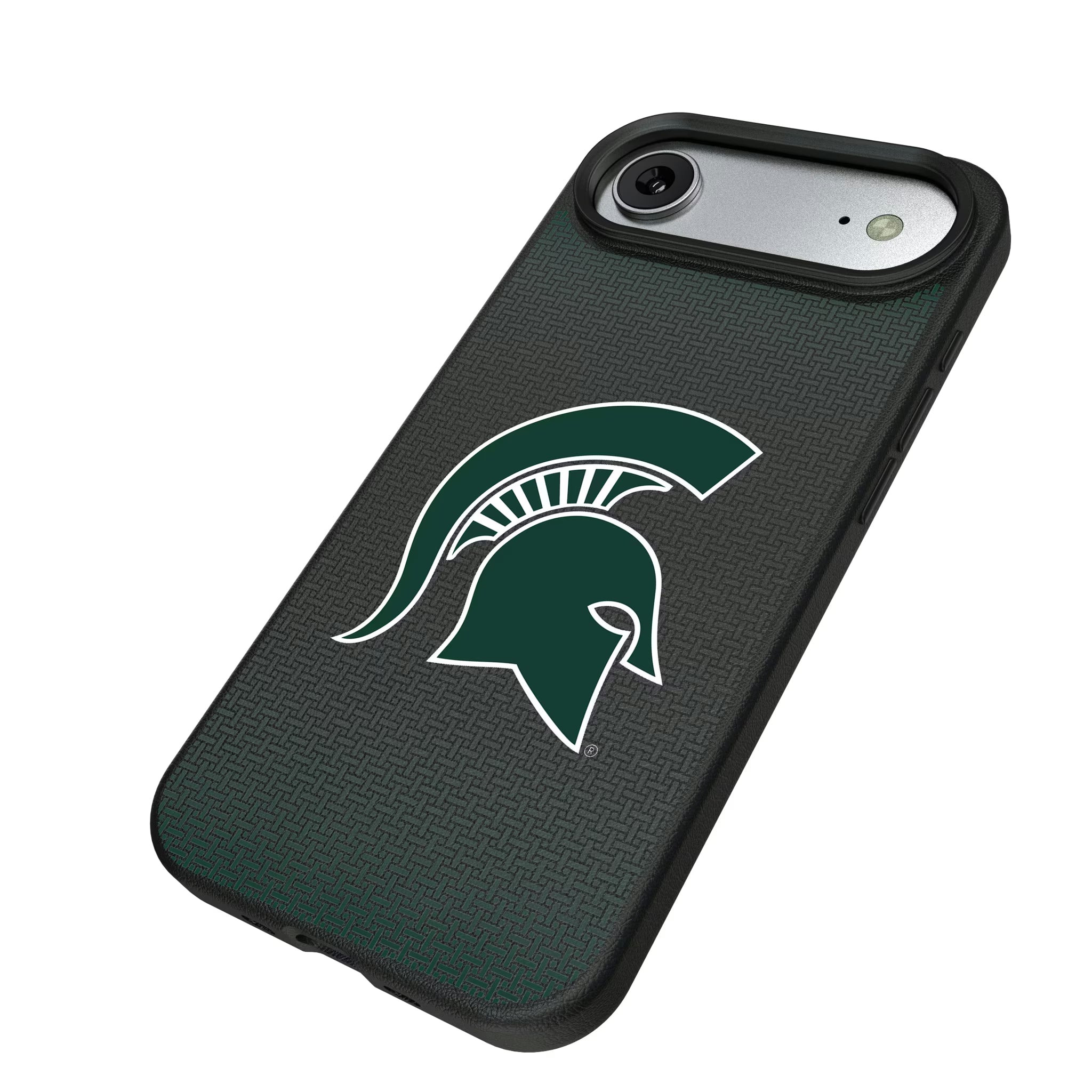 Michigan State University Spartans Linen iPhone MagSafe Compatible Phone Case for Apple iPhone - Isometric View#Device_iPhone Air