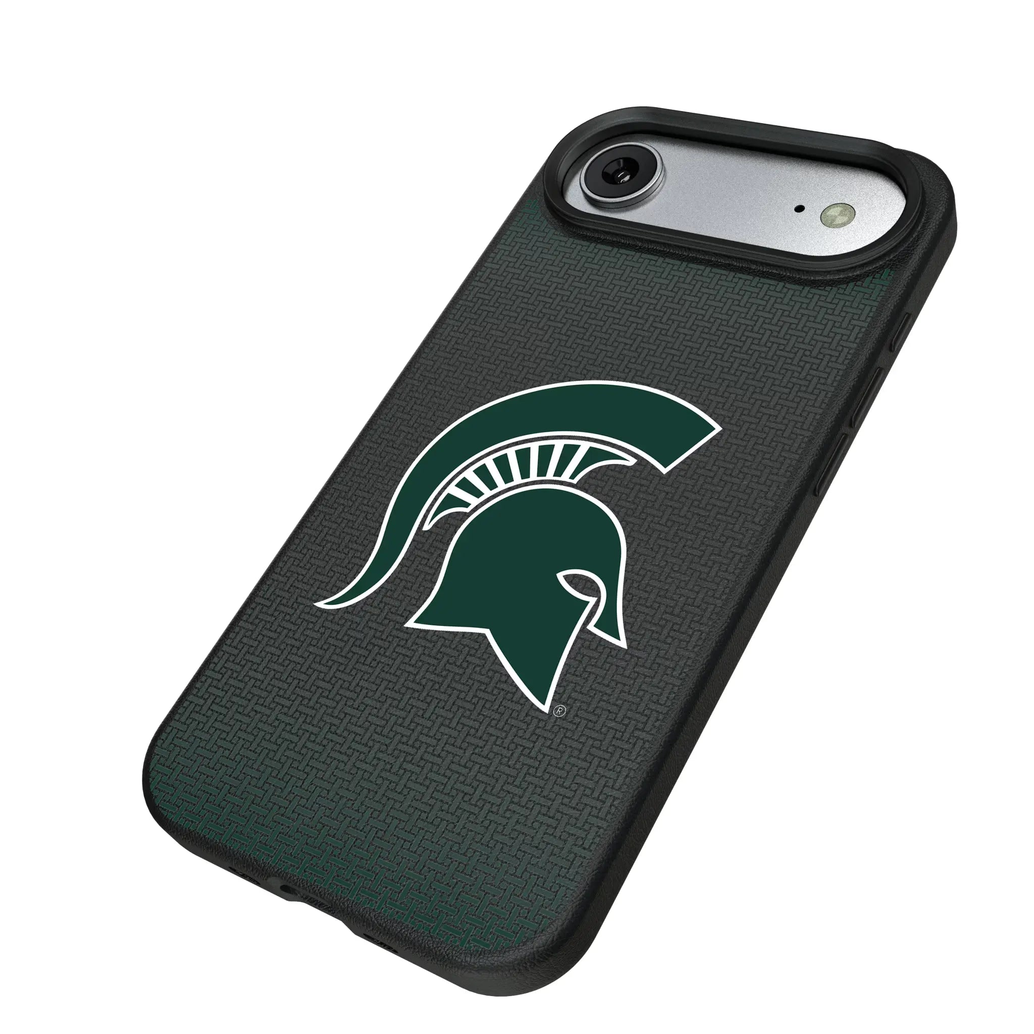 Michigan State University Spartans Linen iPhone MagSafe Compatible Phone Case for Apple iPhone - Isometric View#Device_iPhone Air