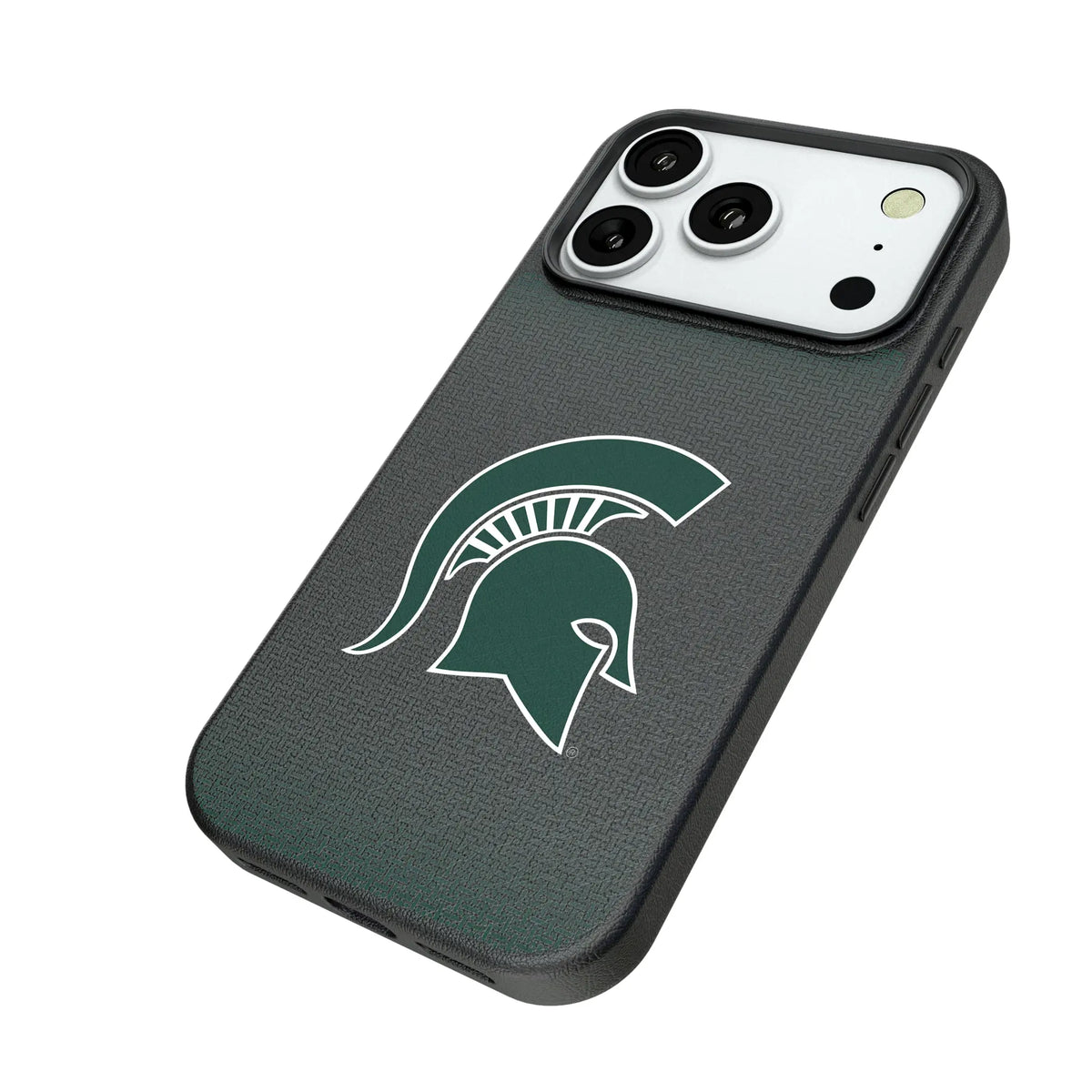 Michigan State University Spartans Linen iPhone MagSafe Compatible Phone Case for Apple iPhone - Isometric View#Device_iPhone 18 Pro
