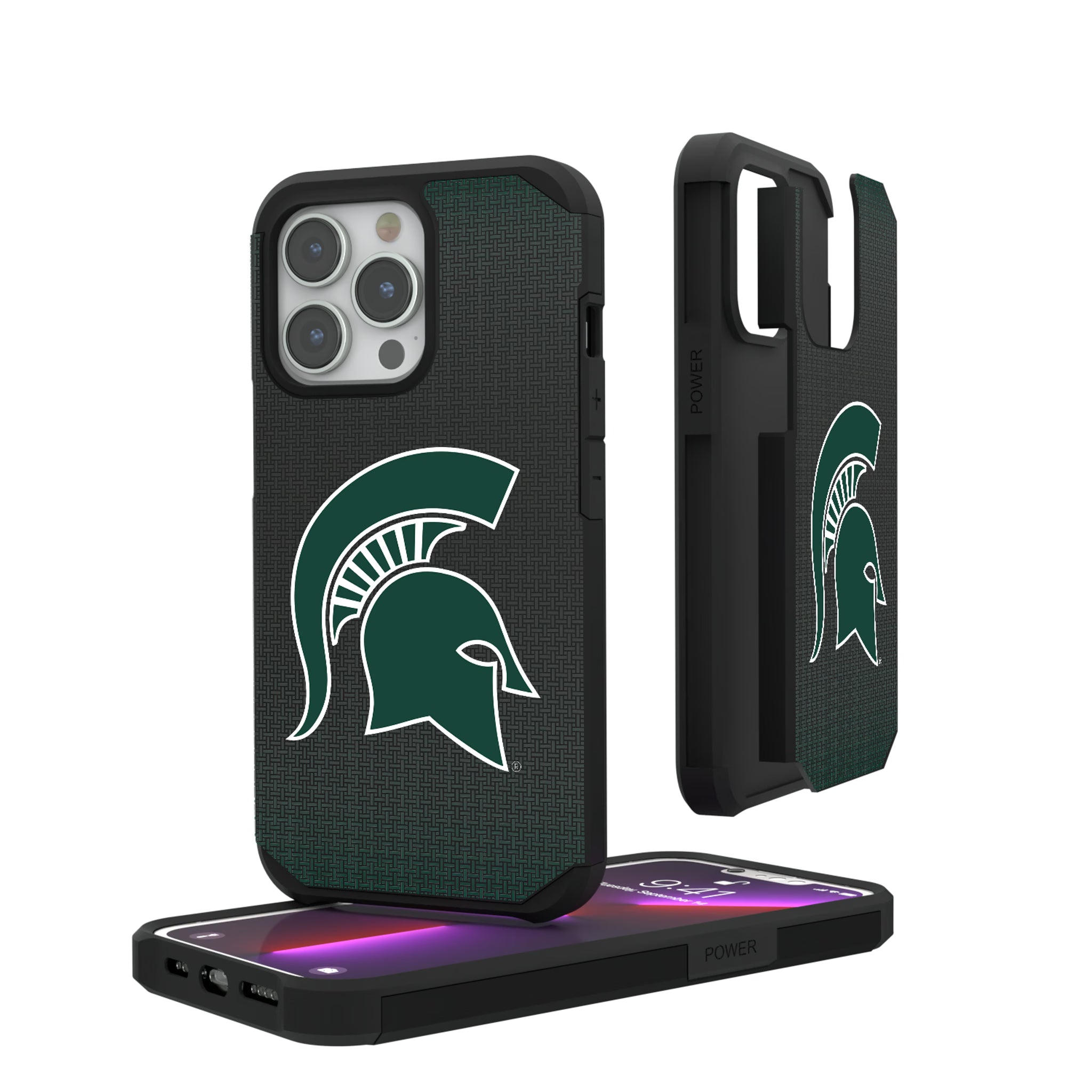 Michigan State University Spartans Linen iPhone Rugged Phone Case for Apple iPhone#Device_iPhone 13 Pro