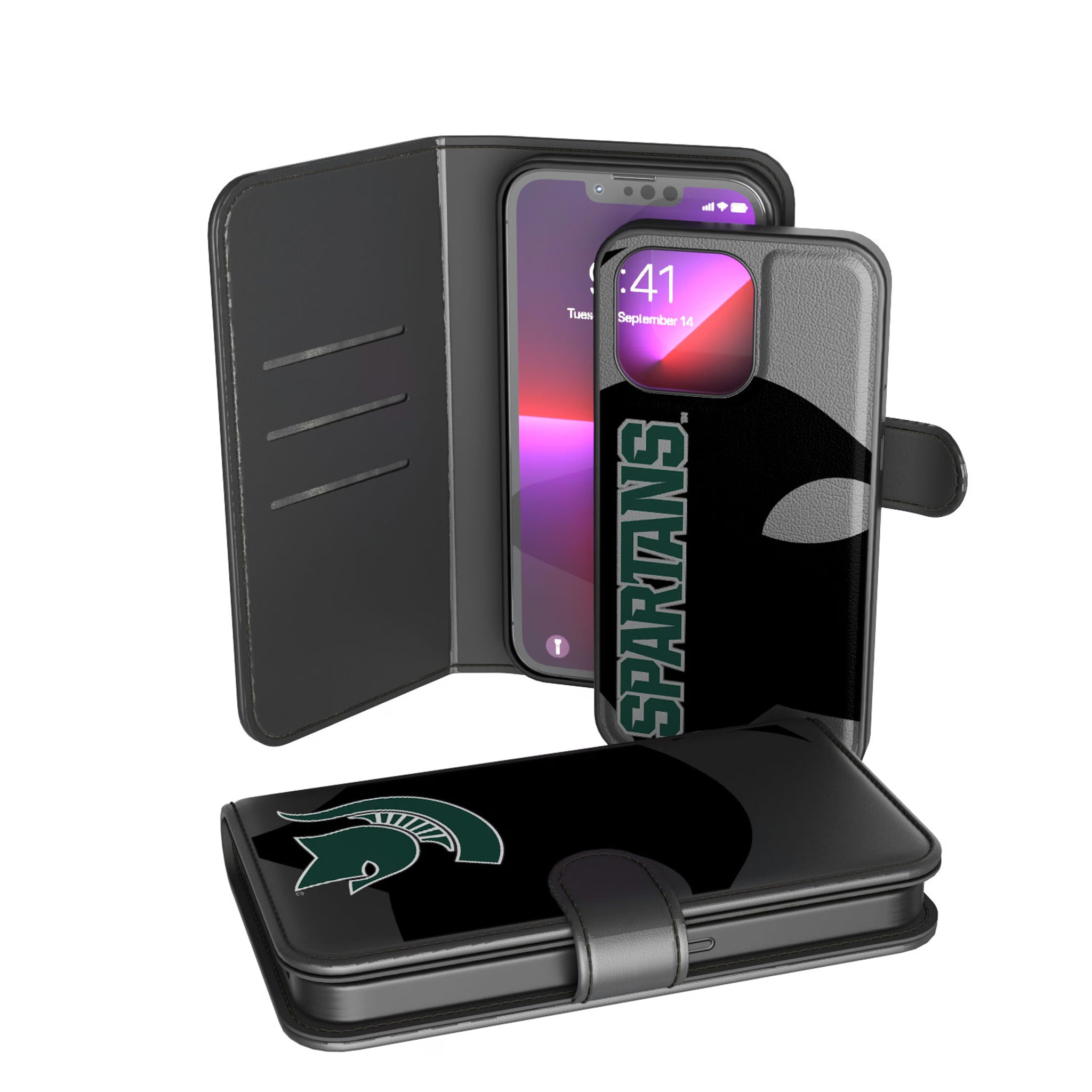 Michigan State University Spartans Monocolor Tilt iPhone Wallet Phone Case for Apple iPhone