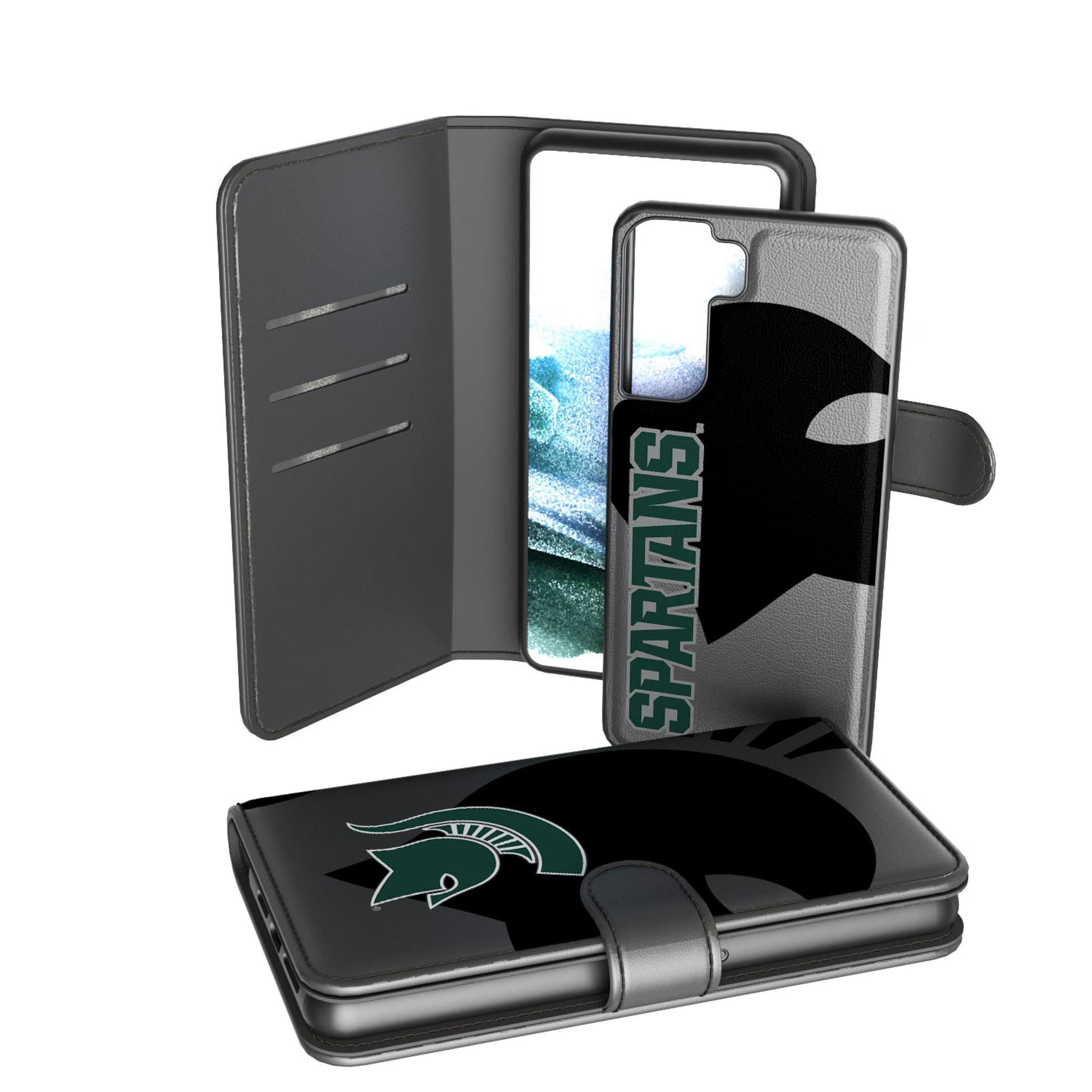 Michigan State University Spartans Monocolor Tilt Galaxy Wallet Phone Case for Samsung Galaxy