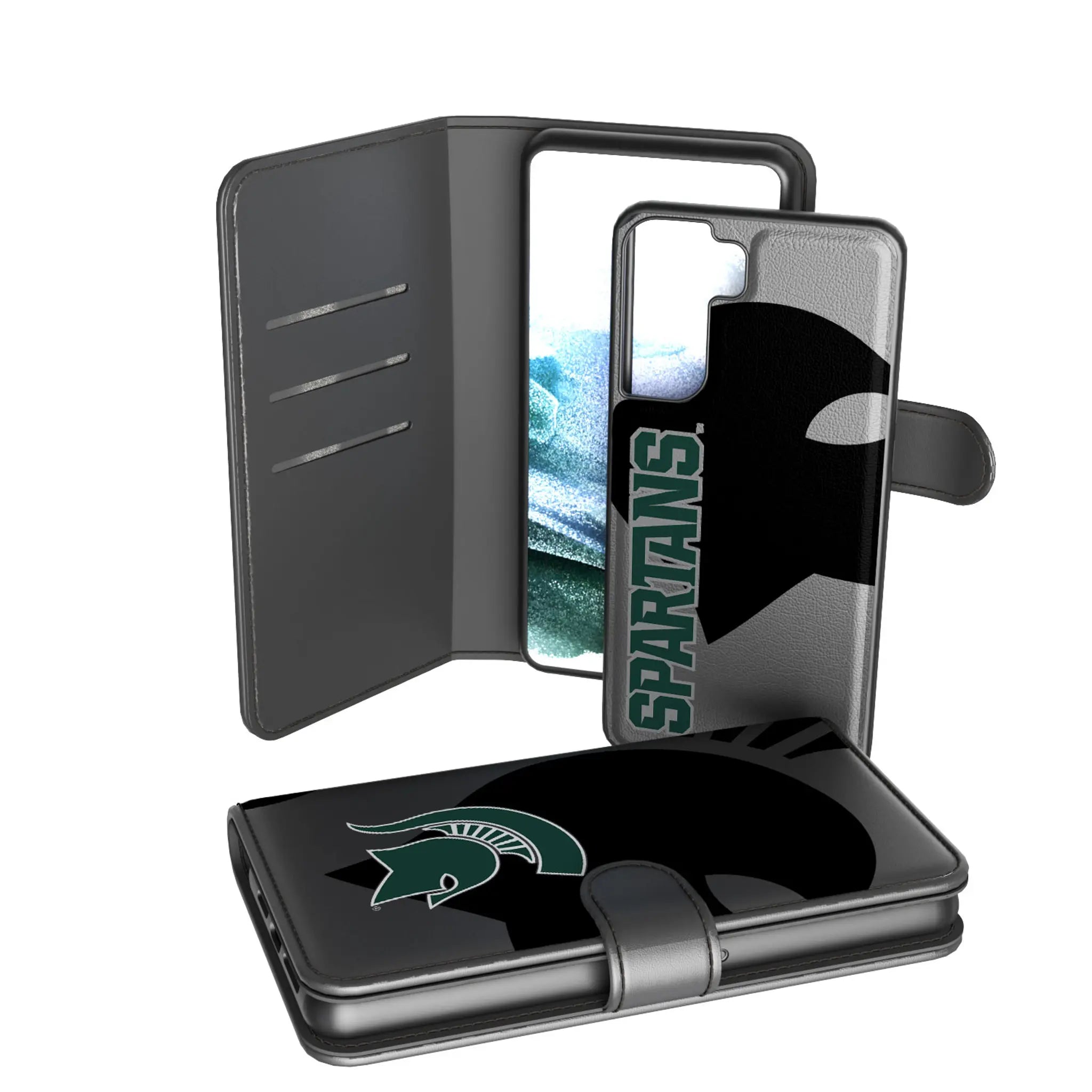 Michigan State University Spartans Monocolor Tilt Galaxy Wallet Phone Case for Samsung Galaxy