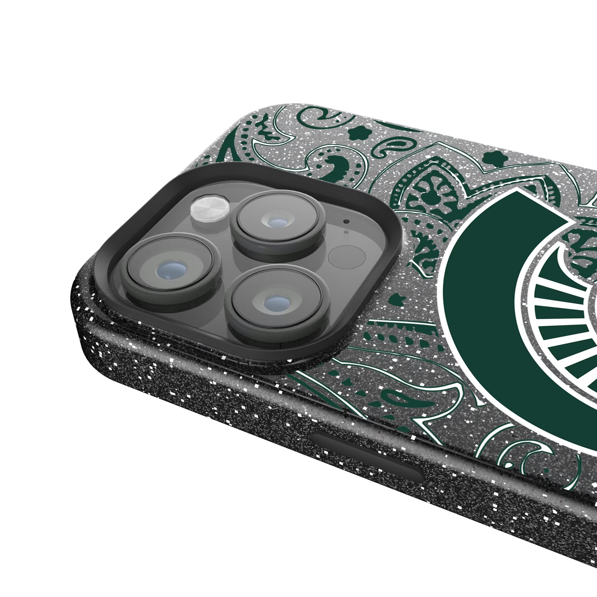 Michigan State University Spartans Paisley iPhone Bling Phone Case for Apple iPhone - Detail