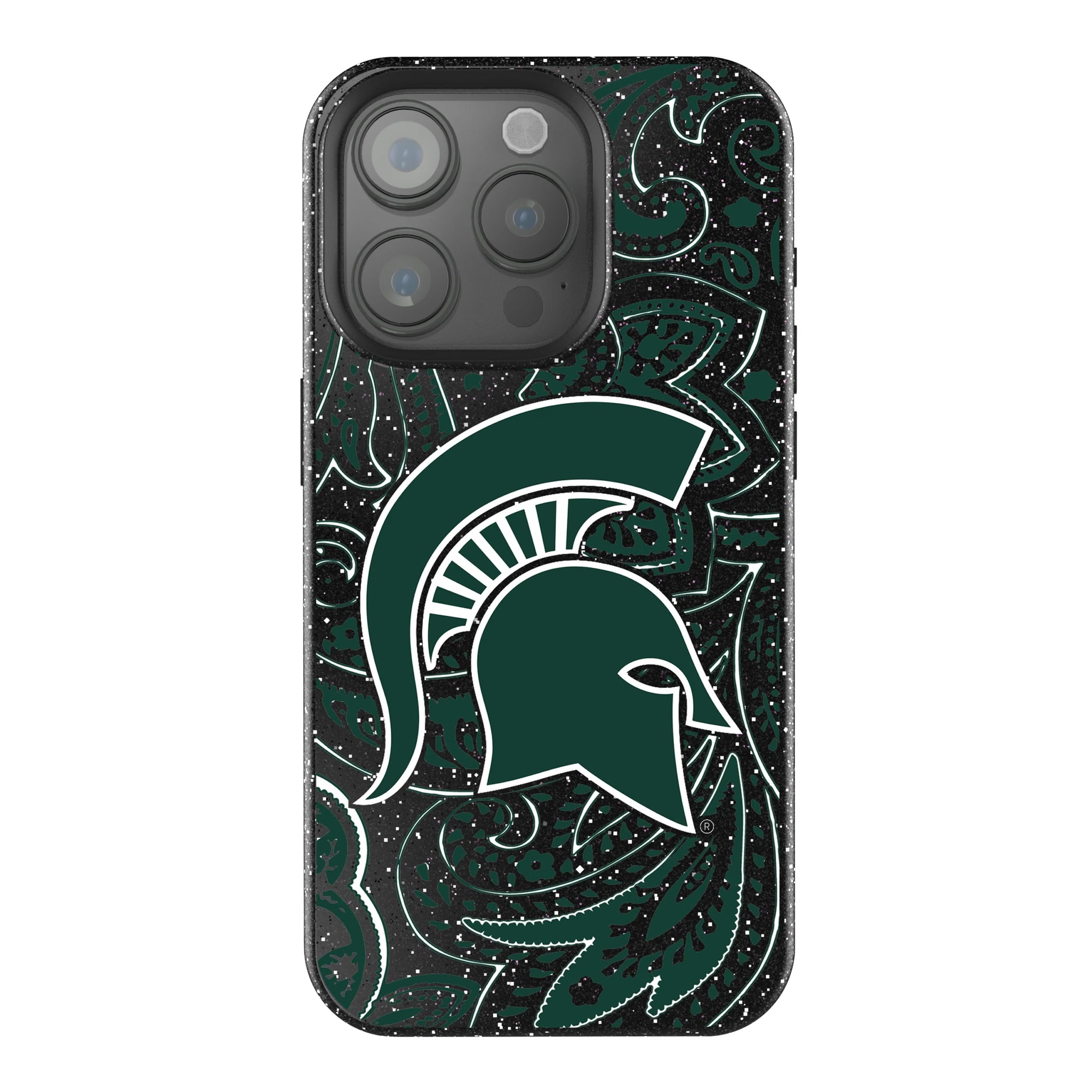 Michigan State University Spartans Paisley iPhone Bling Phone Case for Apple iPhone