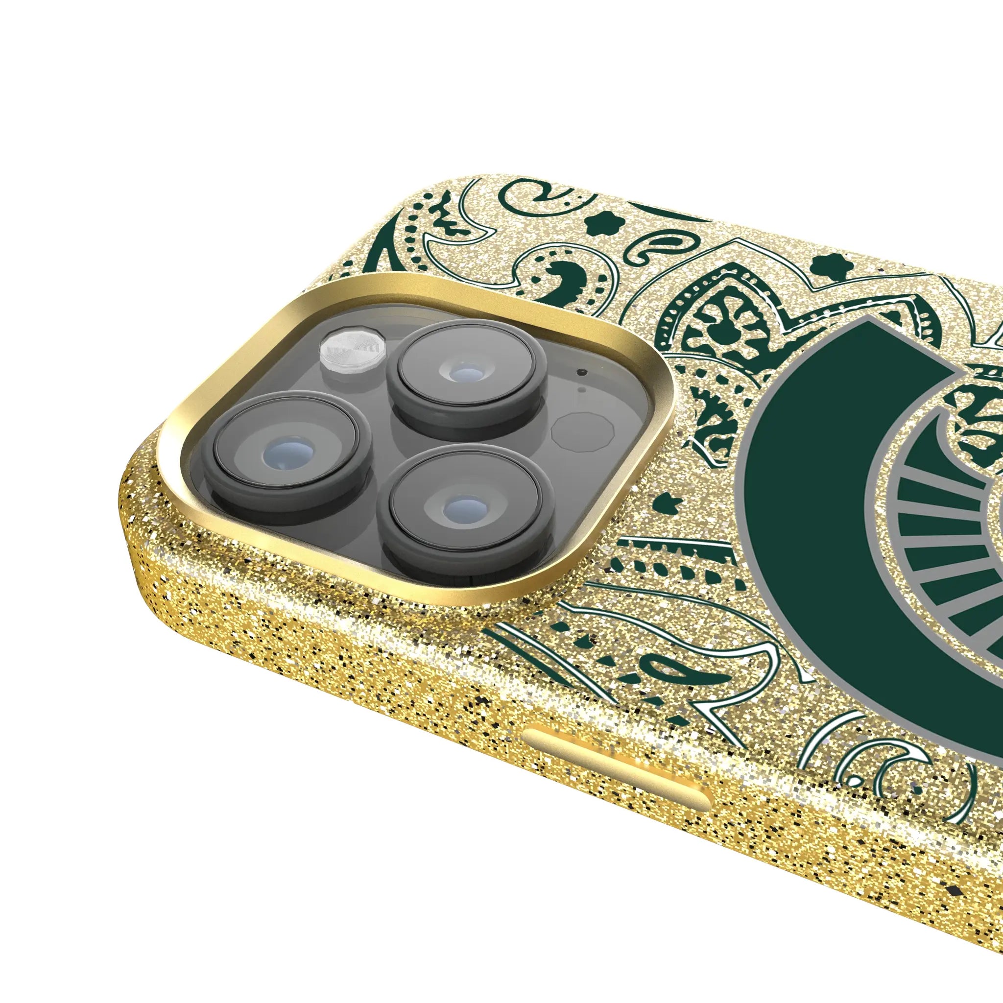 Michigan State University Spartans Paisley iPhone Bling Phone Case for Apple iPhone - Detail