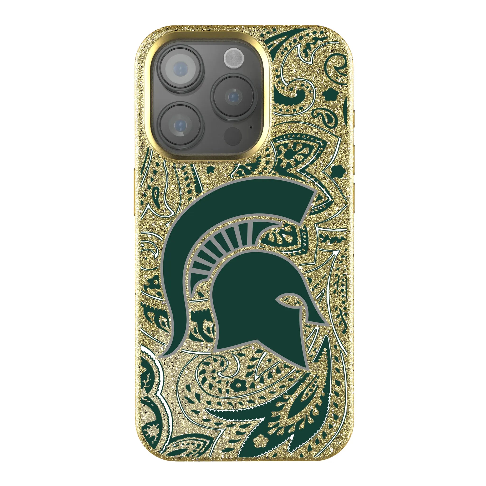 Michigan State University Spartans Paisley iPhone Bling Phone Case for Apple iPhone