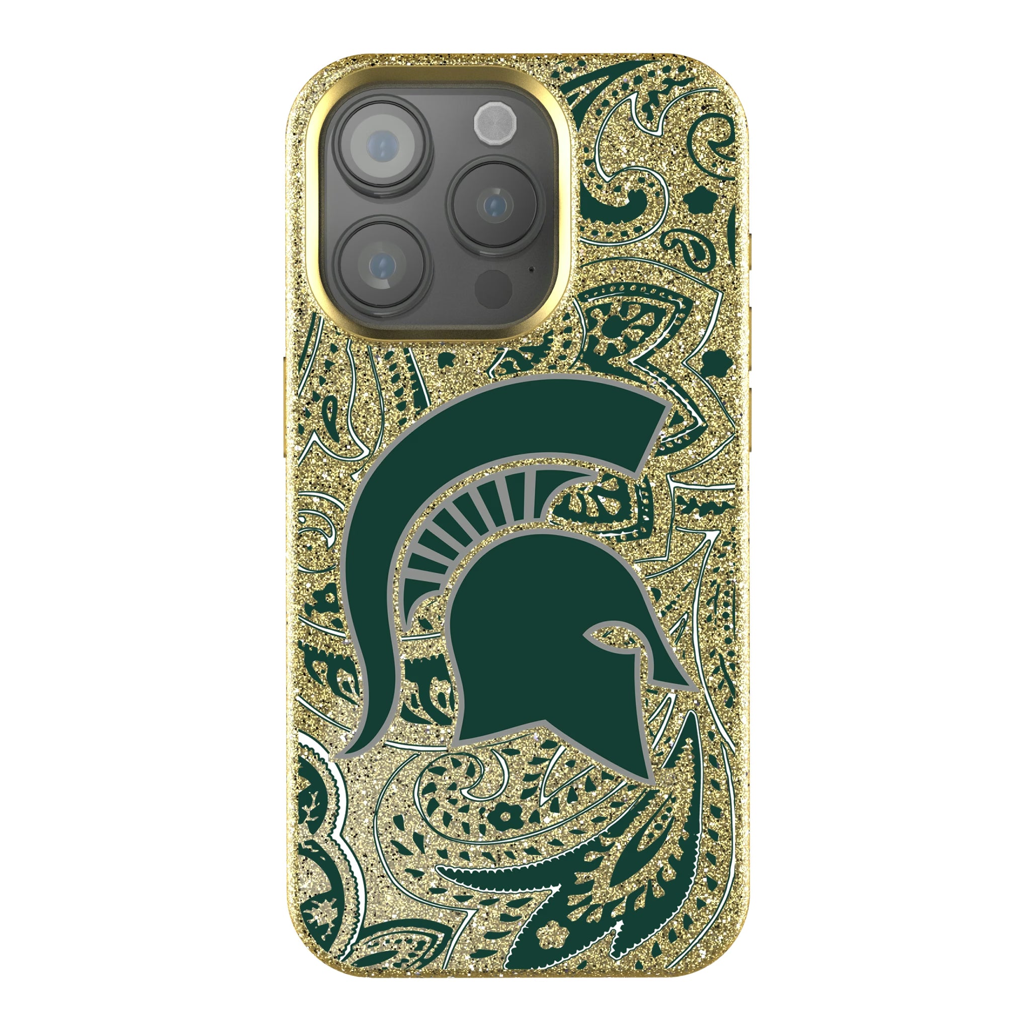 Michigan State University Spartans Paisley iPhone Bling Phone Case for Apple iPhone