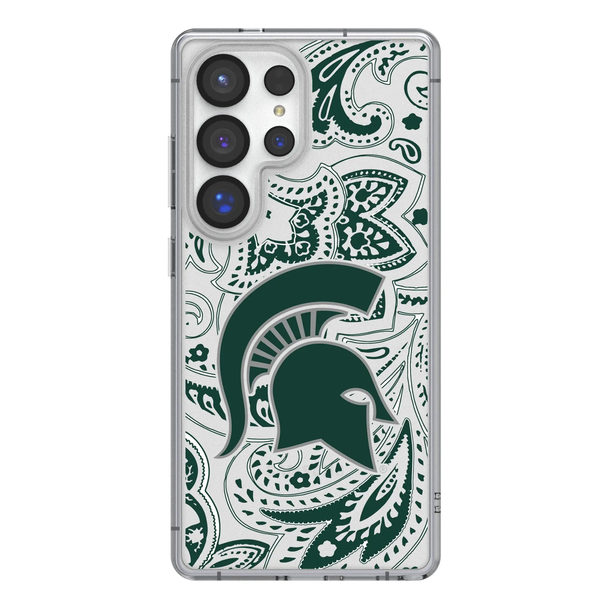 Michigan State University Spartans Paisley Galaxy Clear Phone Case for Samsung Galaxy#Device_Galaxy S25 Ultra
