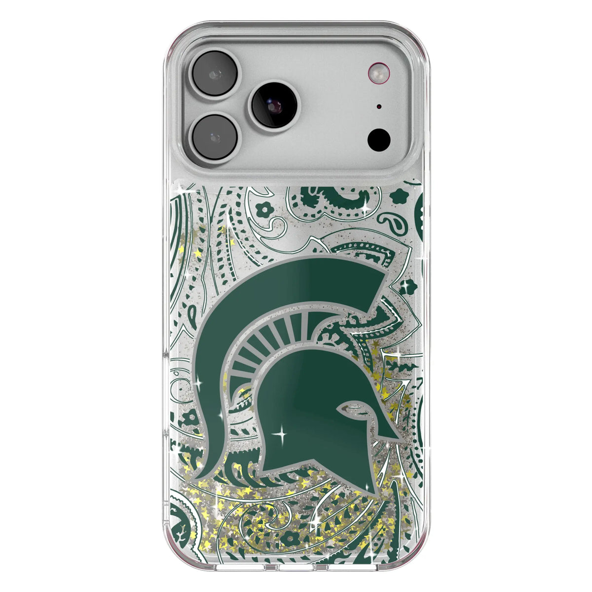 Michigan State University Spartans Paisley Glitter Phone Case for Apple iPhone