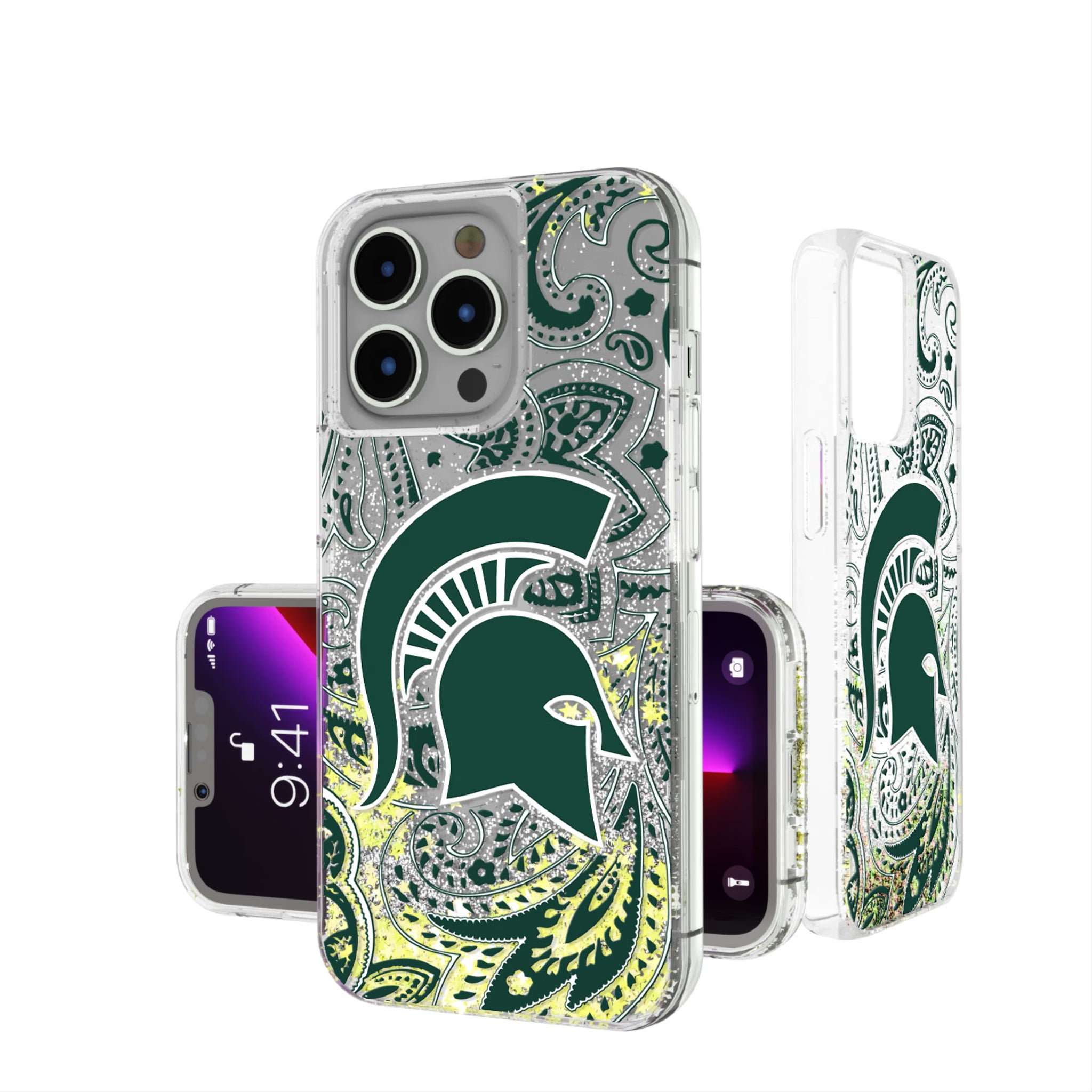 Michigan State University Spartans Paisley iPhone Glitter Phone Case for Apple iPhone