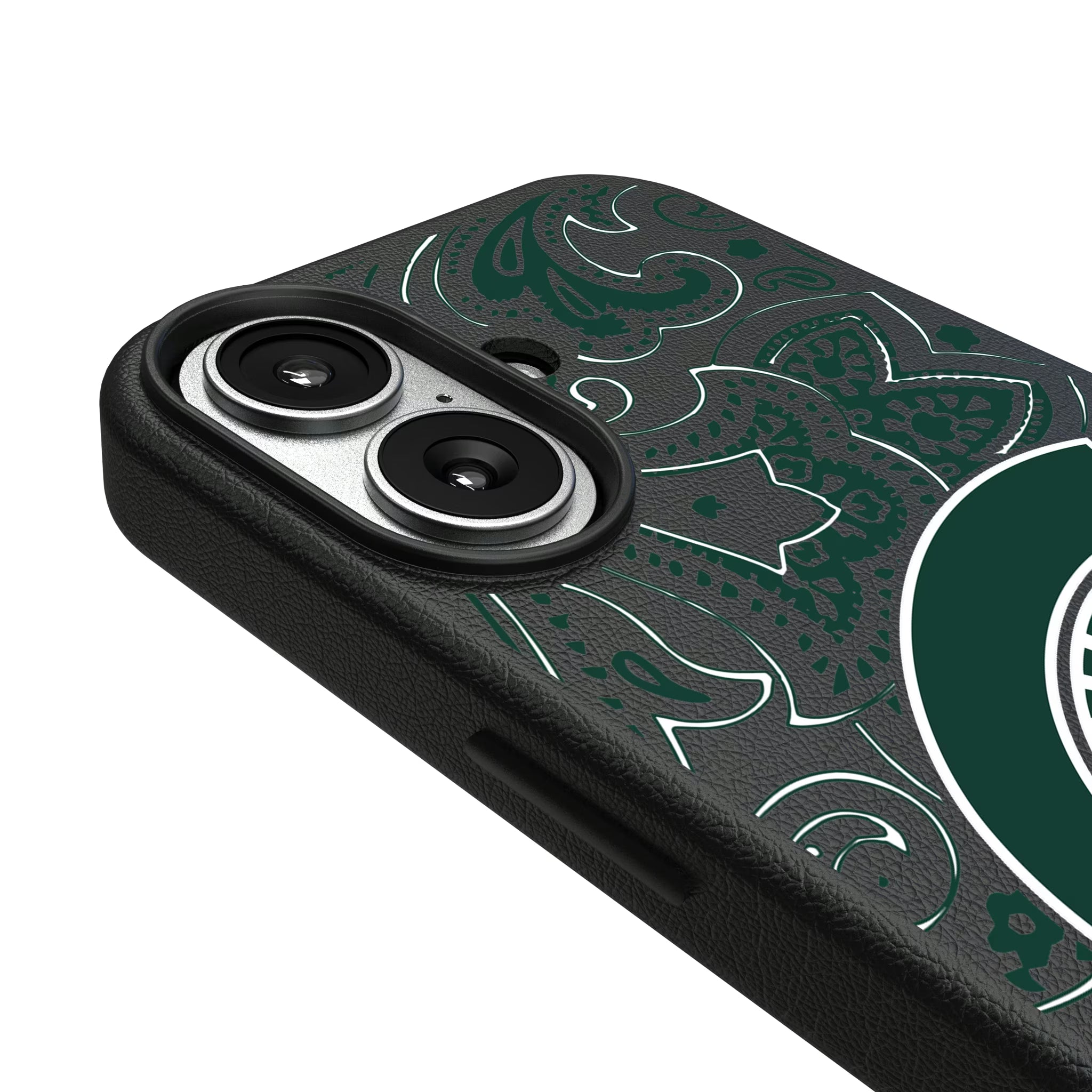 Michigan State University Spartans Paisley iPhone MagSafe Compatible Phone Case for Apple iPhone - Detail#Device_iPhone 17
