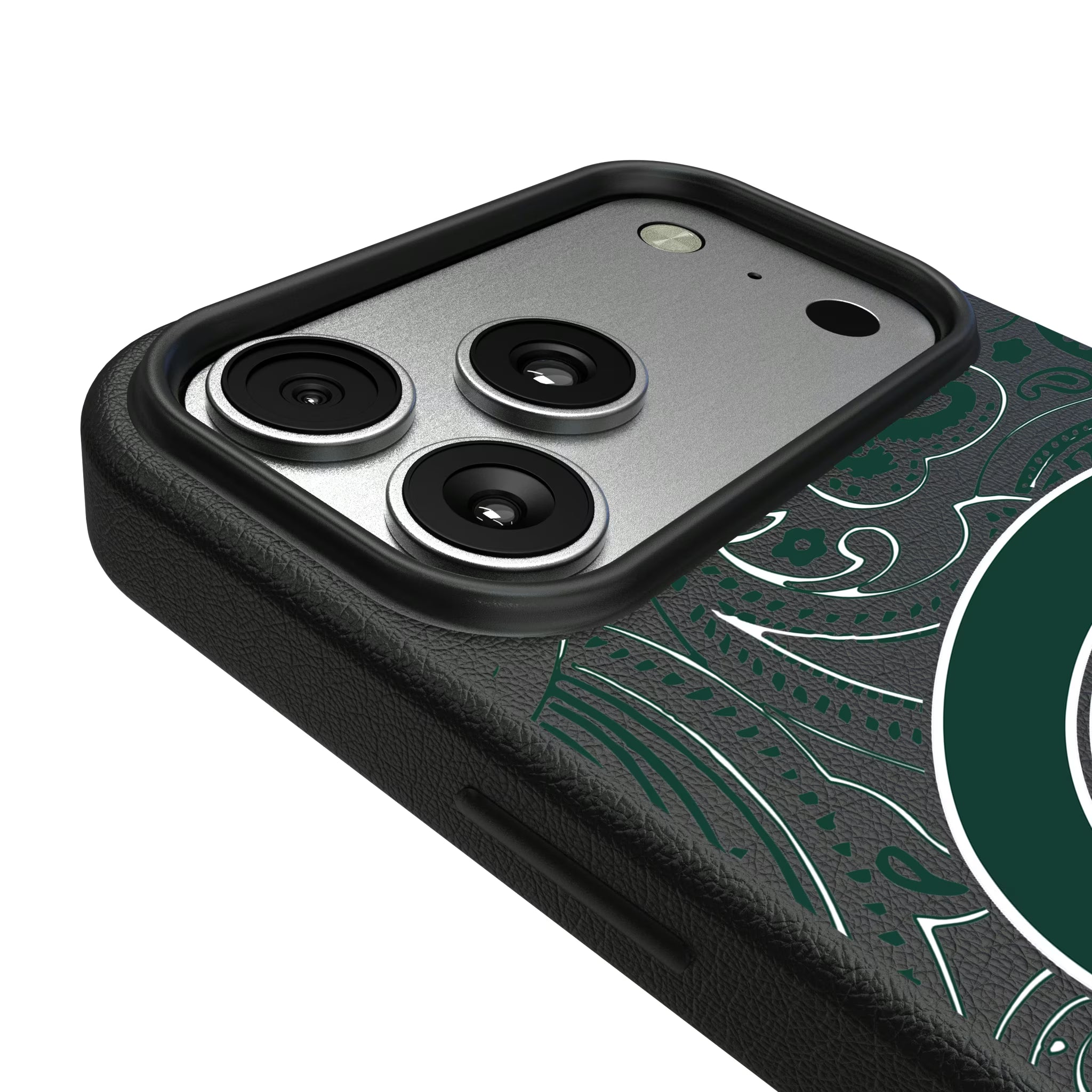 Michigan State University Spartans Paisley iPhone MagSafe Compatible Phone Case for Apple iPhone - Detail#Device_iPhone 17 Pro Max