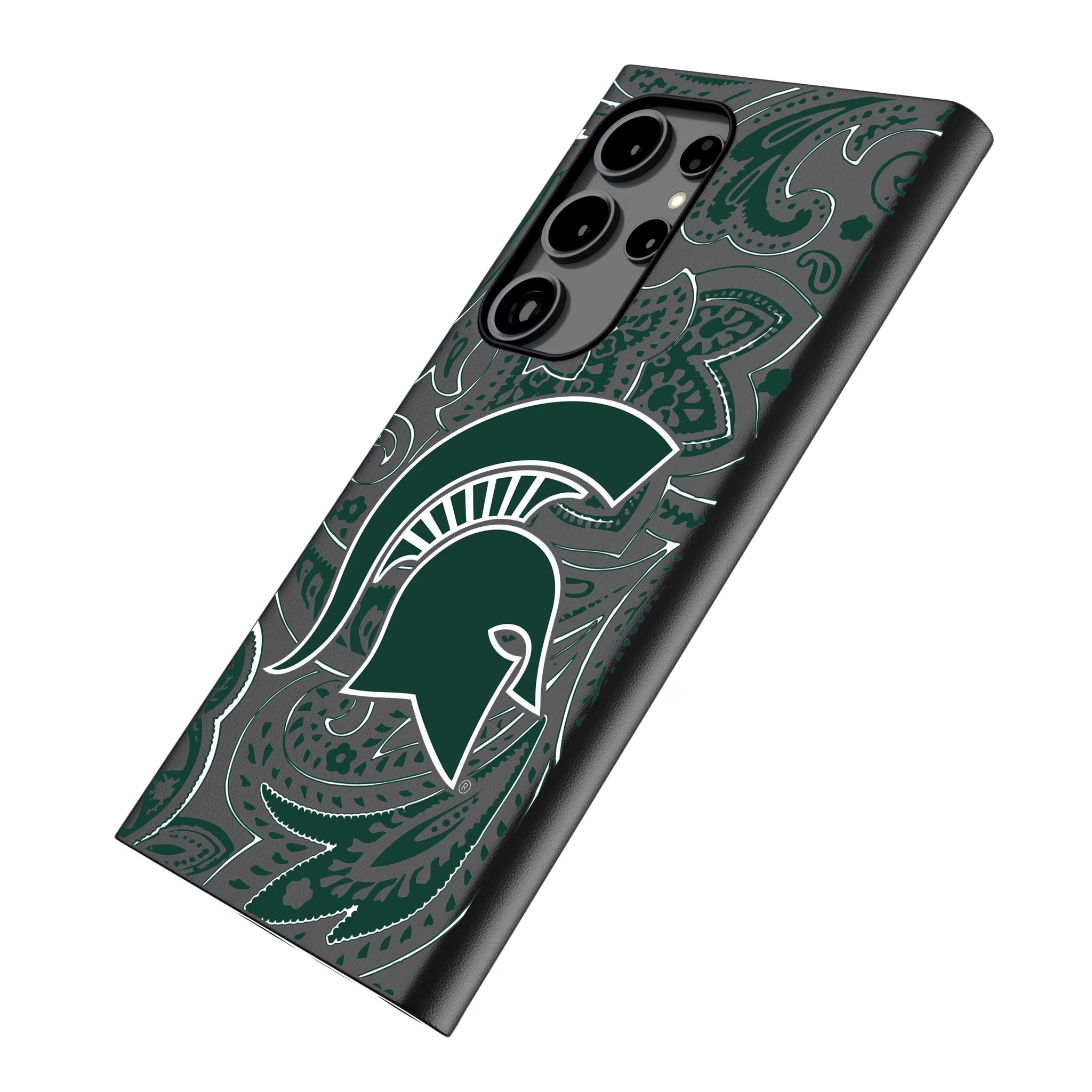Michigan State University Spartans Paisley Galaxy MagSafe Compatible Phone Case for Samsung Galaxy - Isometric View