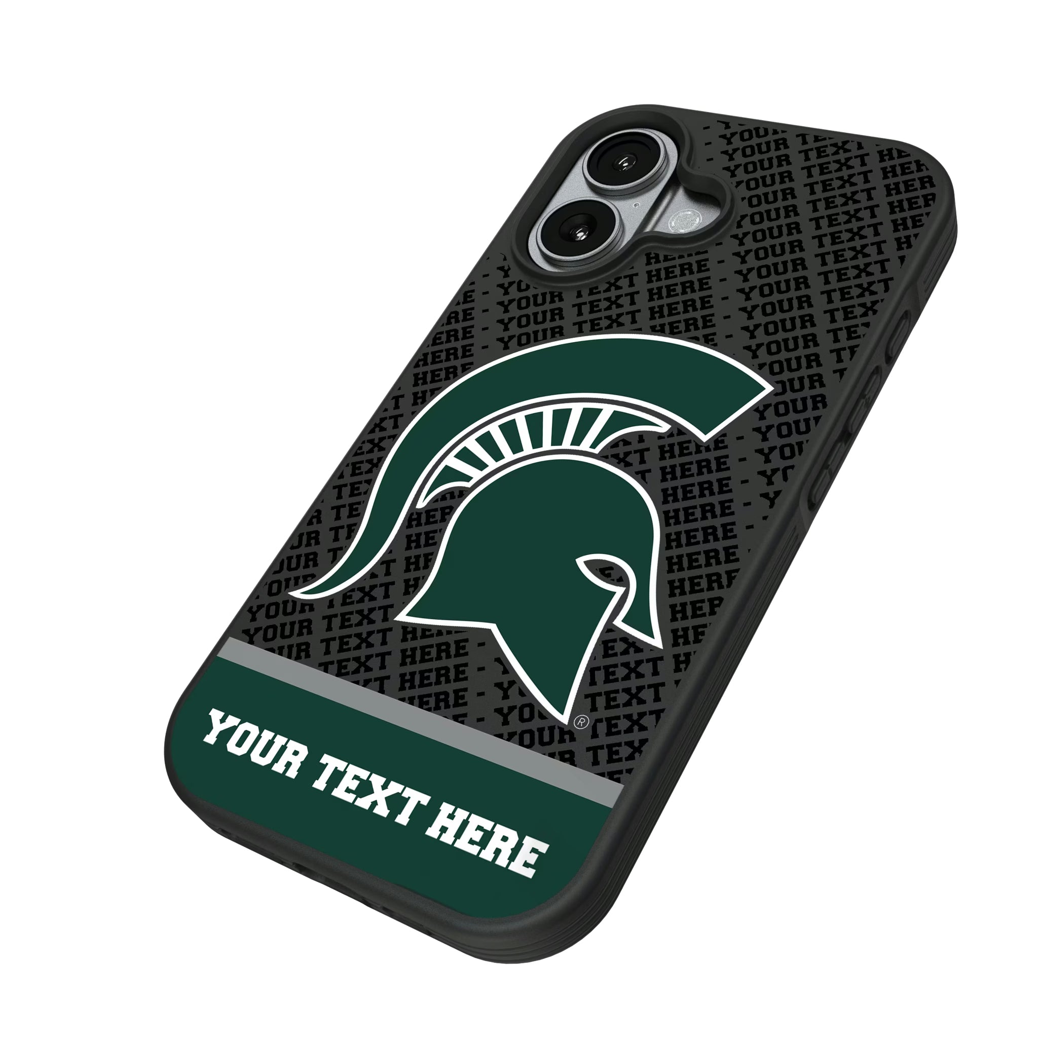 Michigan State University Spartans Personalized EndZone Plus iPhone Bump Phone Case for Apple iPhone - Isometric View#Device_iPhone 17