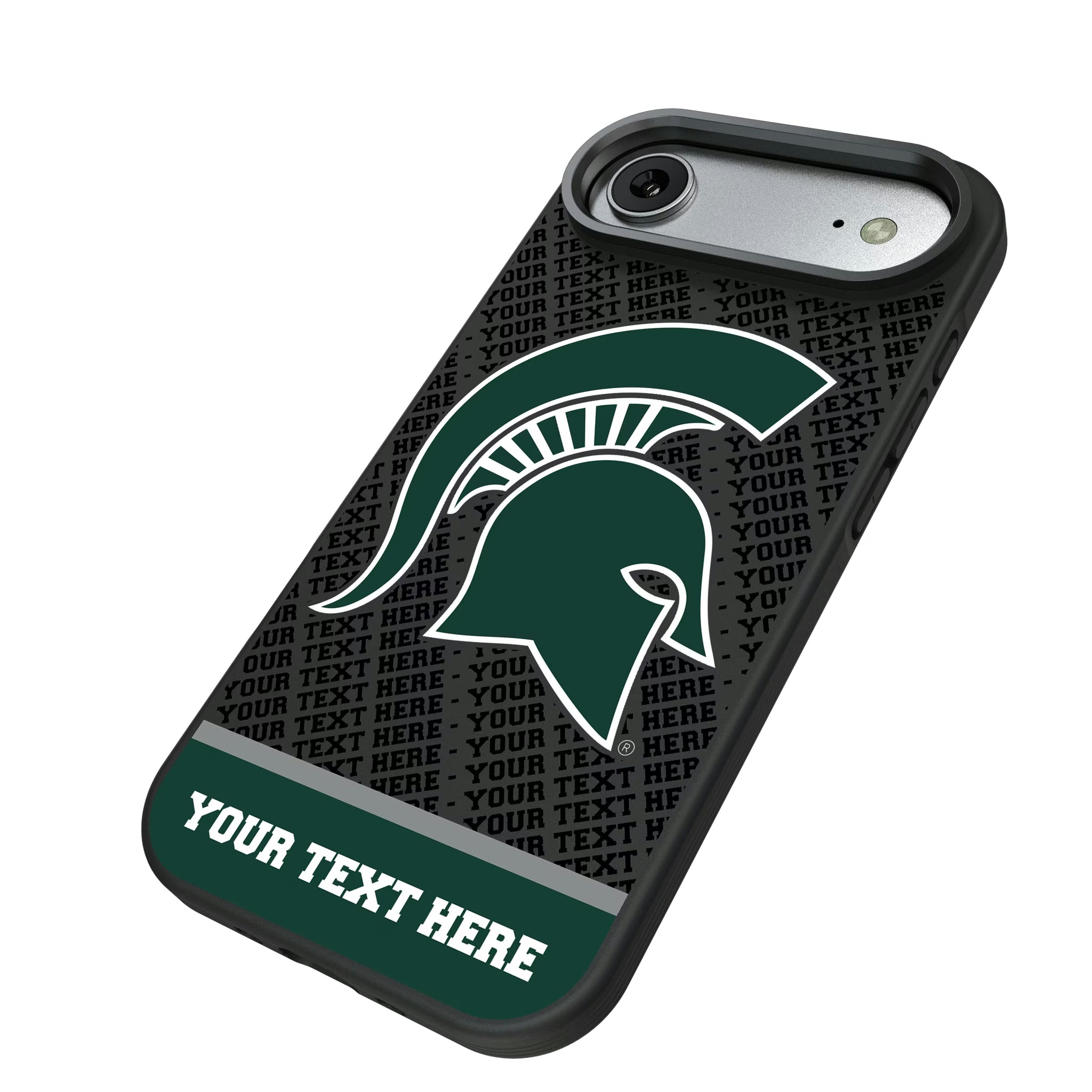 Michigan State University Spartans Personalized EndZone Plus iPhone Bump Phone Case for Apple iPhone - Isometric View#Device_iPhone Air