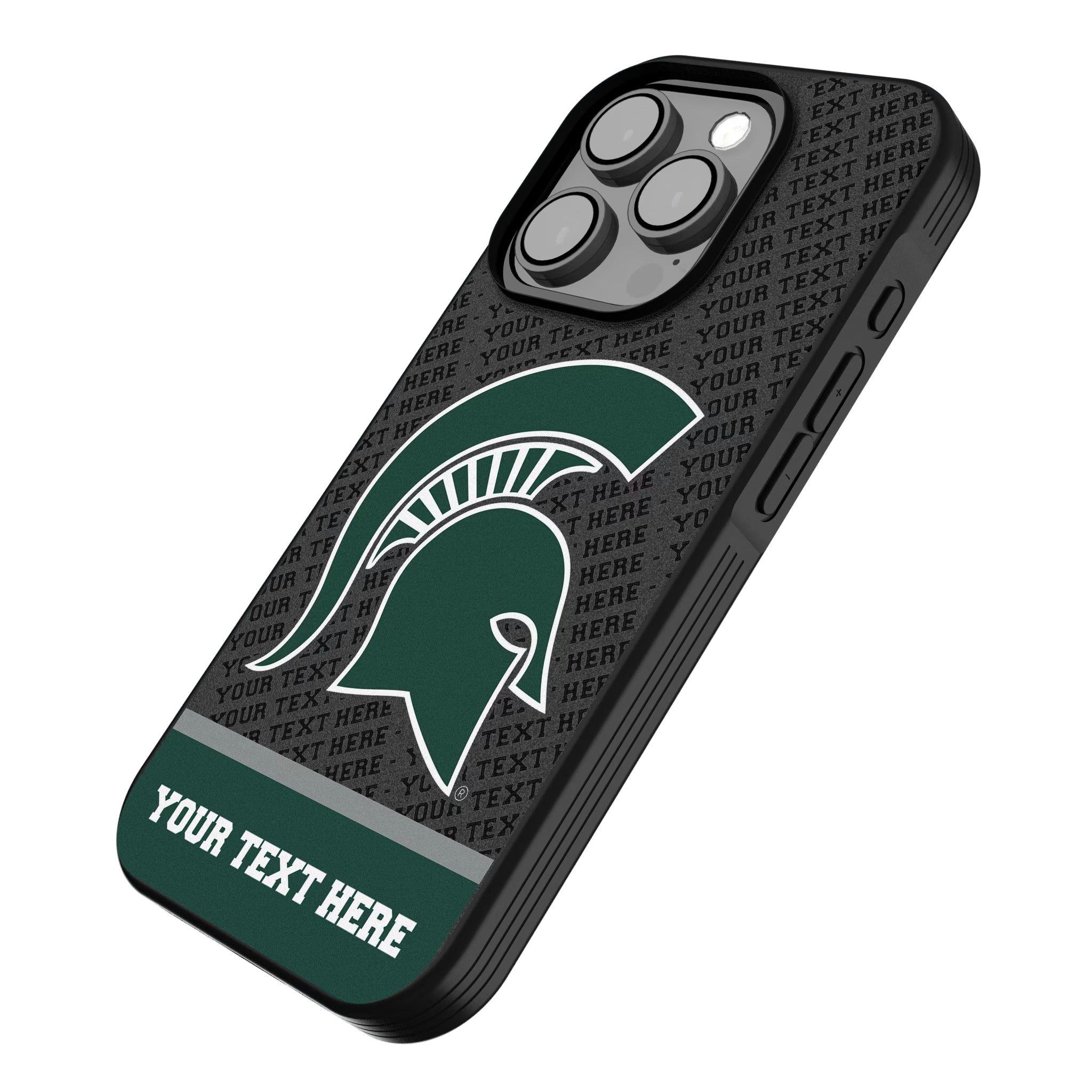 Michigan State University Spartans Personalized EndZone Plus iPhone Bump Phone Case for Apple iPhone - Isometric View