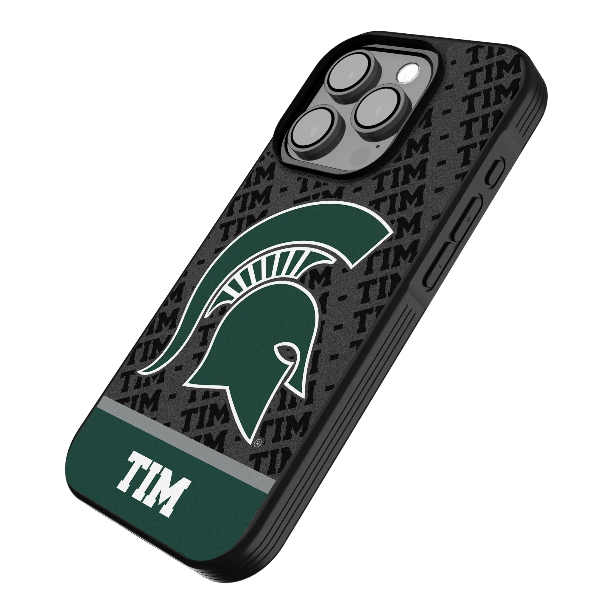Michigan State University Spartans Personalized EndZone Plus iPhone Bump Phone Case for Apple iPhone - Isometric View