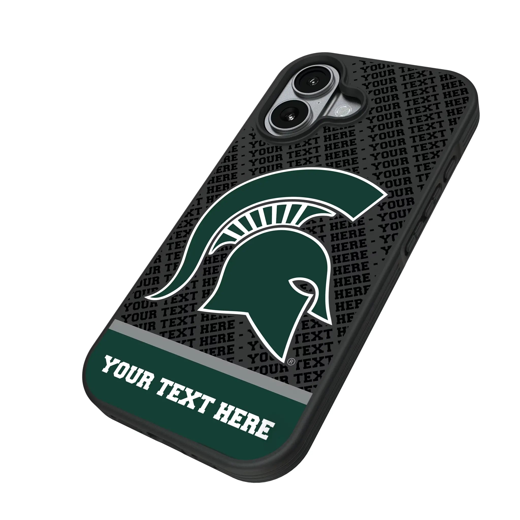 Michigan State University Spartans Personalized EndZone Plus iPhone Bump Phone Case for Apple iPhone - Isometric View#Device_iPhone 17