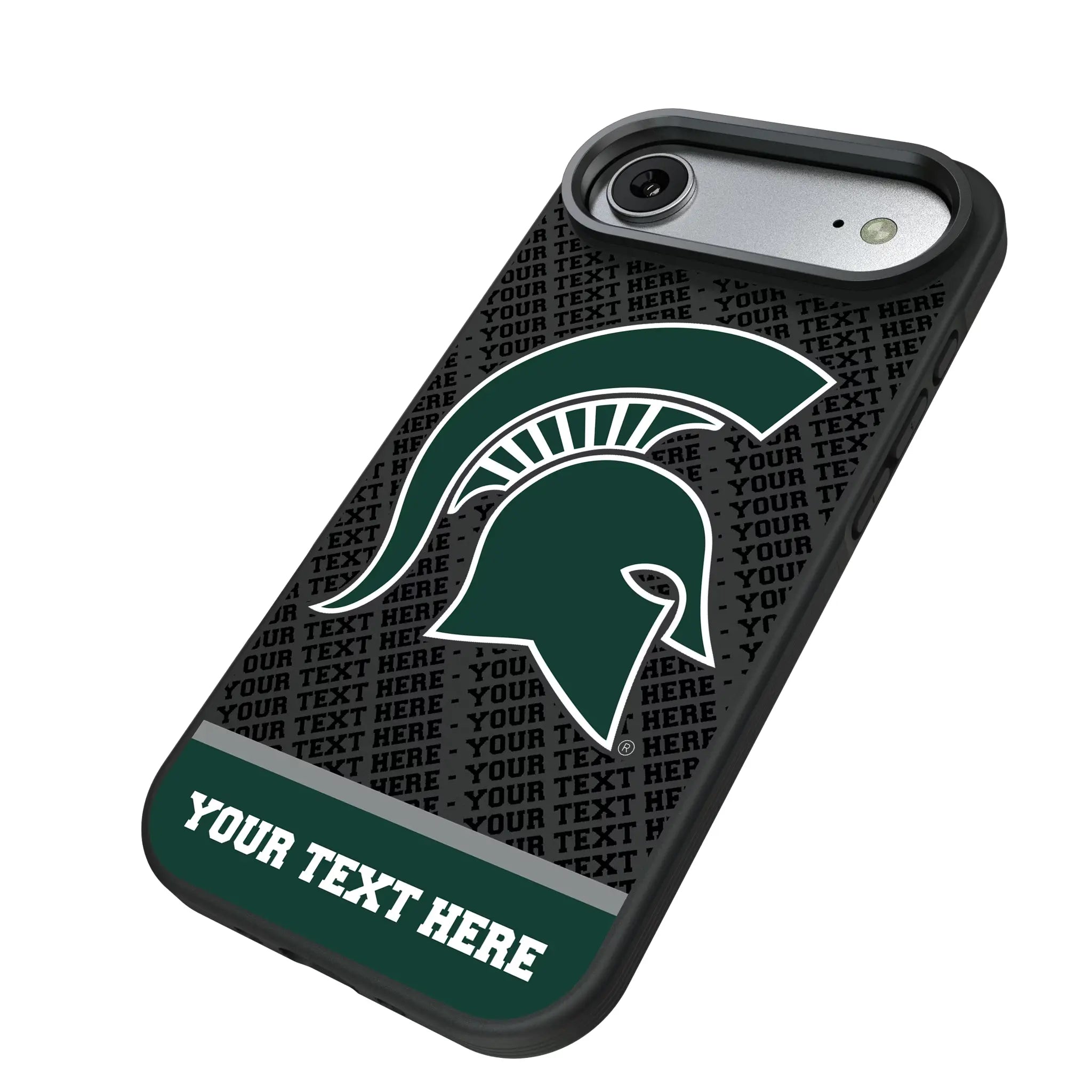 Michigan State University Spartans Personalized EndZone Plus iPhone Bump Phone Case for Apple iPhone - Isometric View#Device_iPhone Air