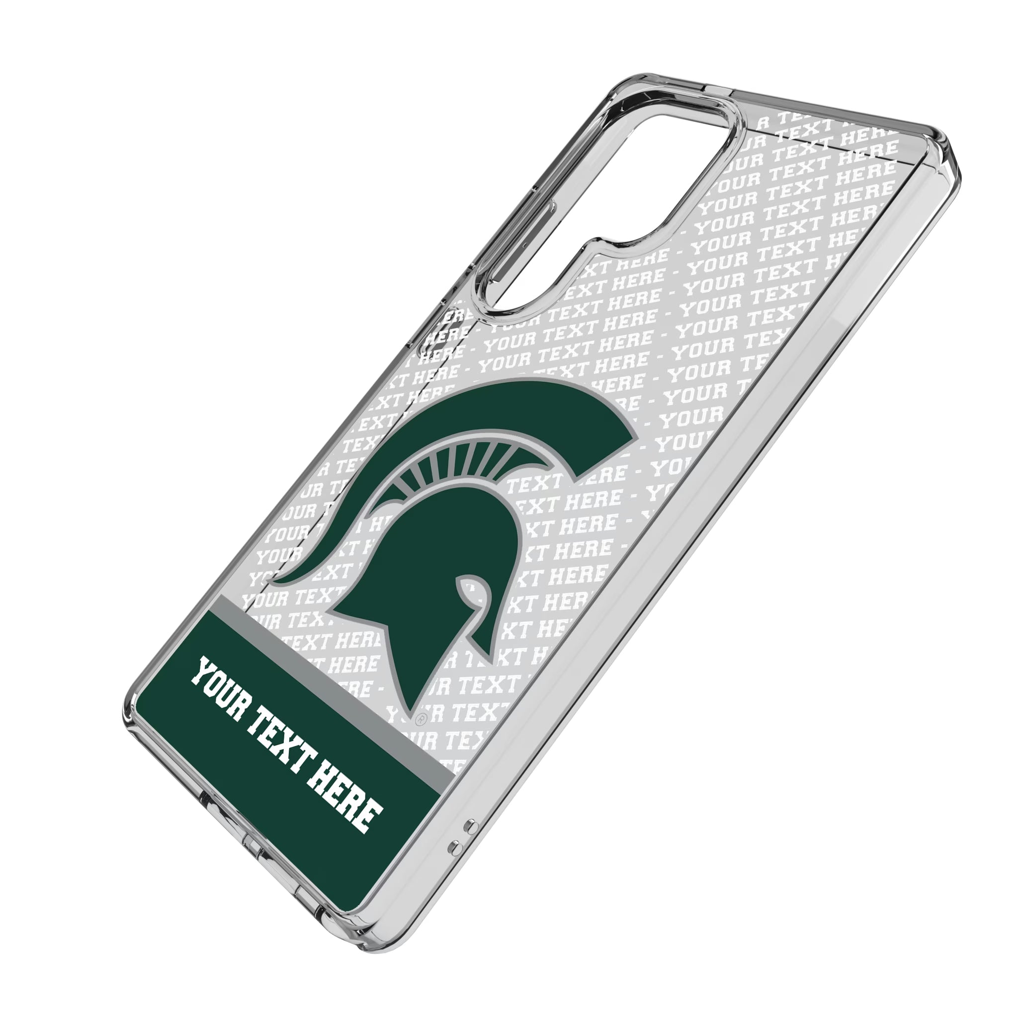 Michigan State University Spartans Personalized EndZone Plus Galaxy Clear Phone Case for Samsung Galaxy - Isometric View