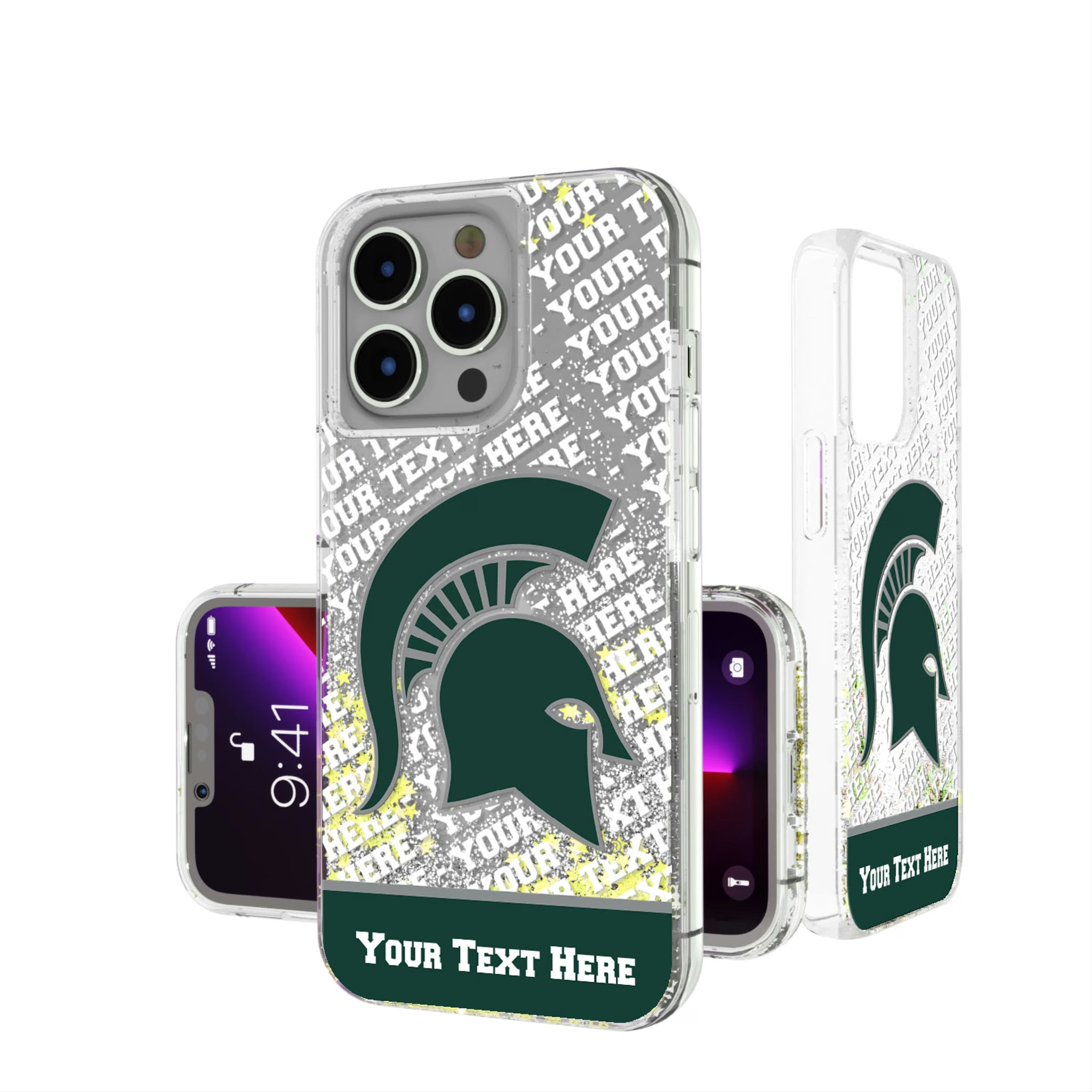Michigan State University Spartans Personalized EndZone Plus iPhone Glitter Phone Case for Apple iPhone