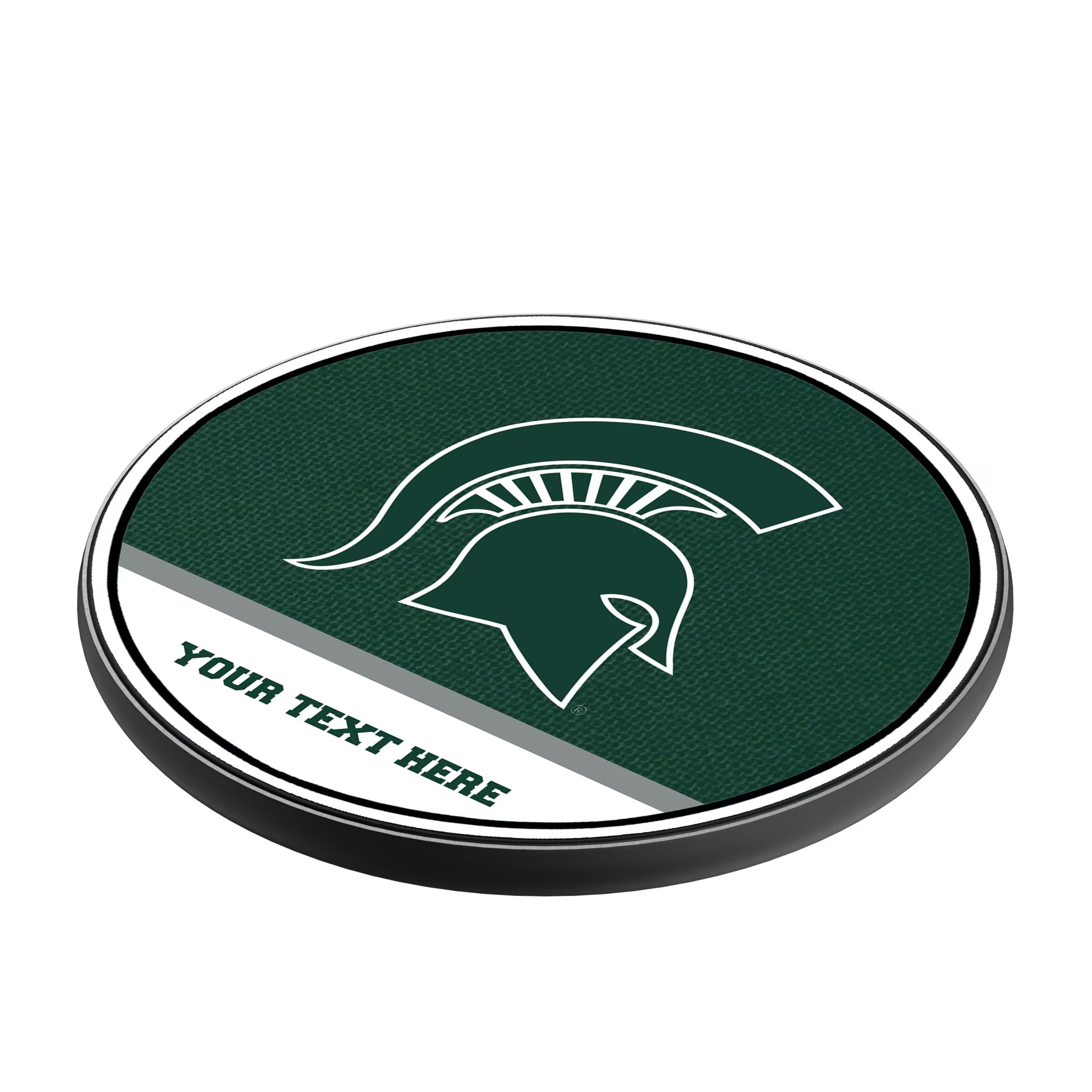 Michigan State University Spartans Personalized Endzone Solid 15-Watt Wireless Charger - Isometric View